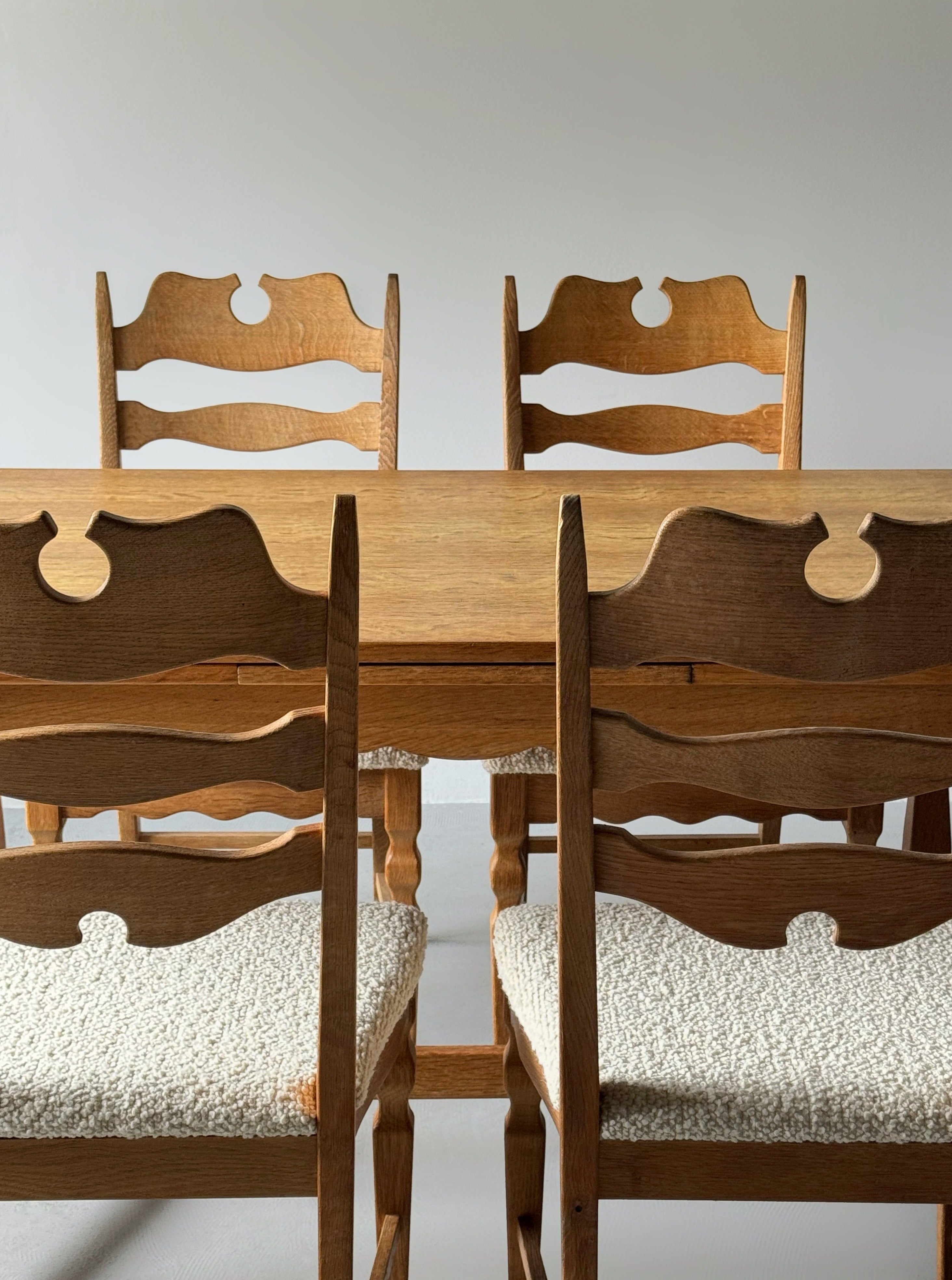 Oak Table & Dining Chairs by Henning Kjaernulf