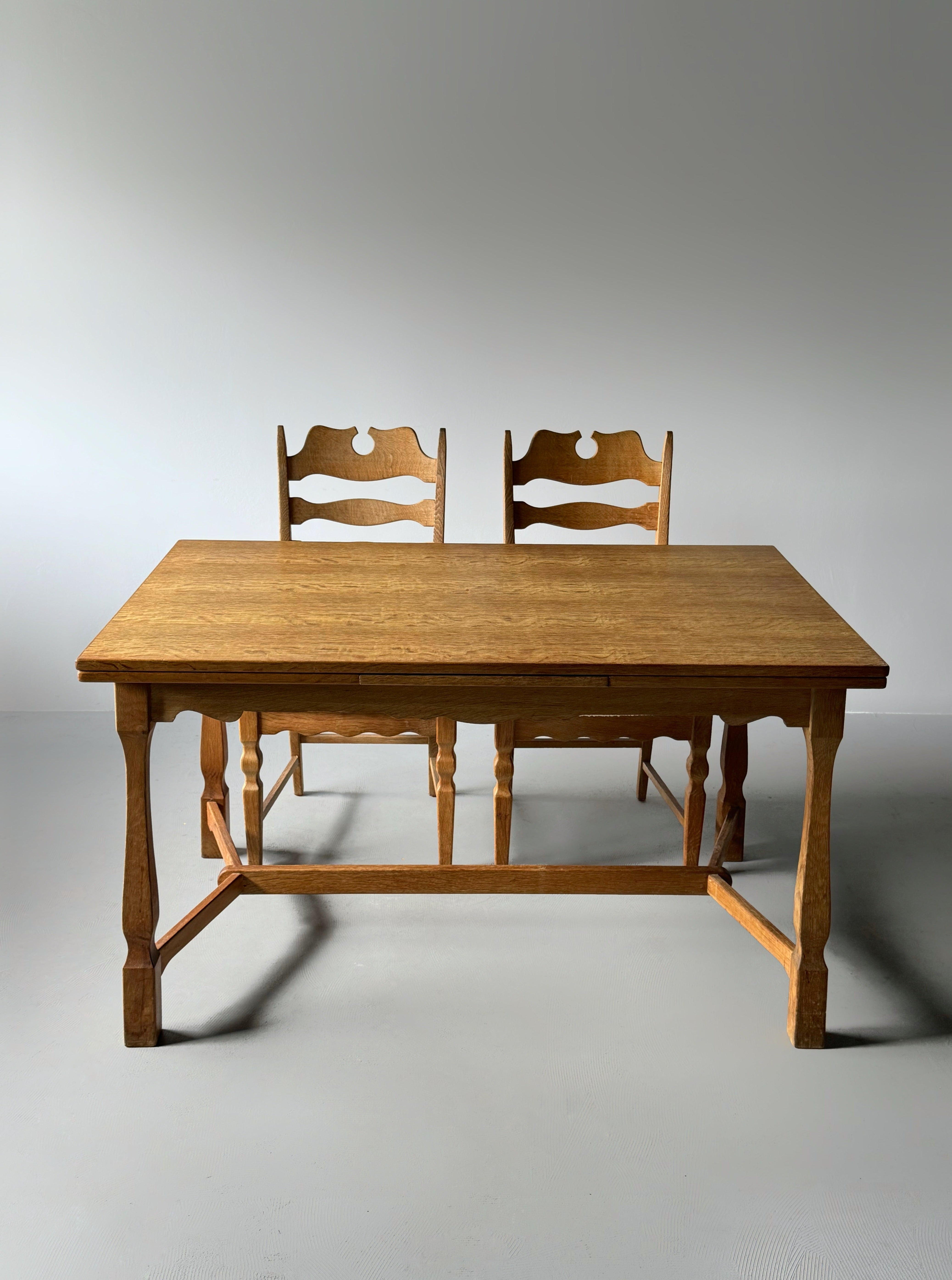 Oak Table & Dining Chairs by Henning Kjaernulf