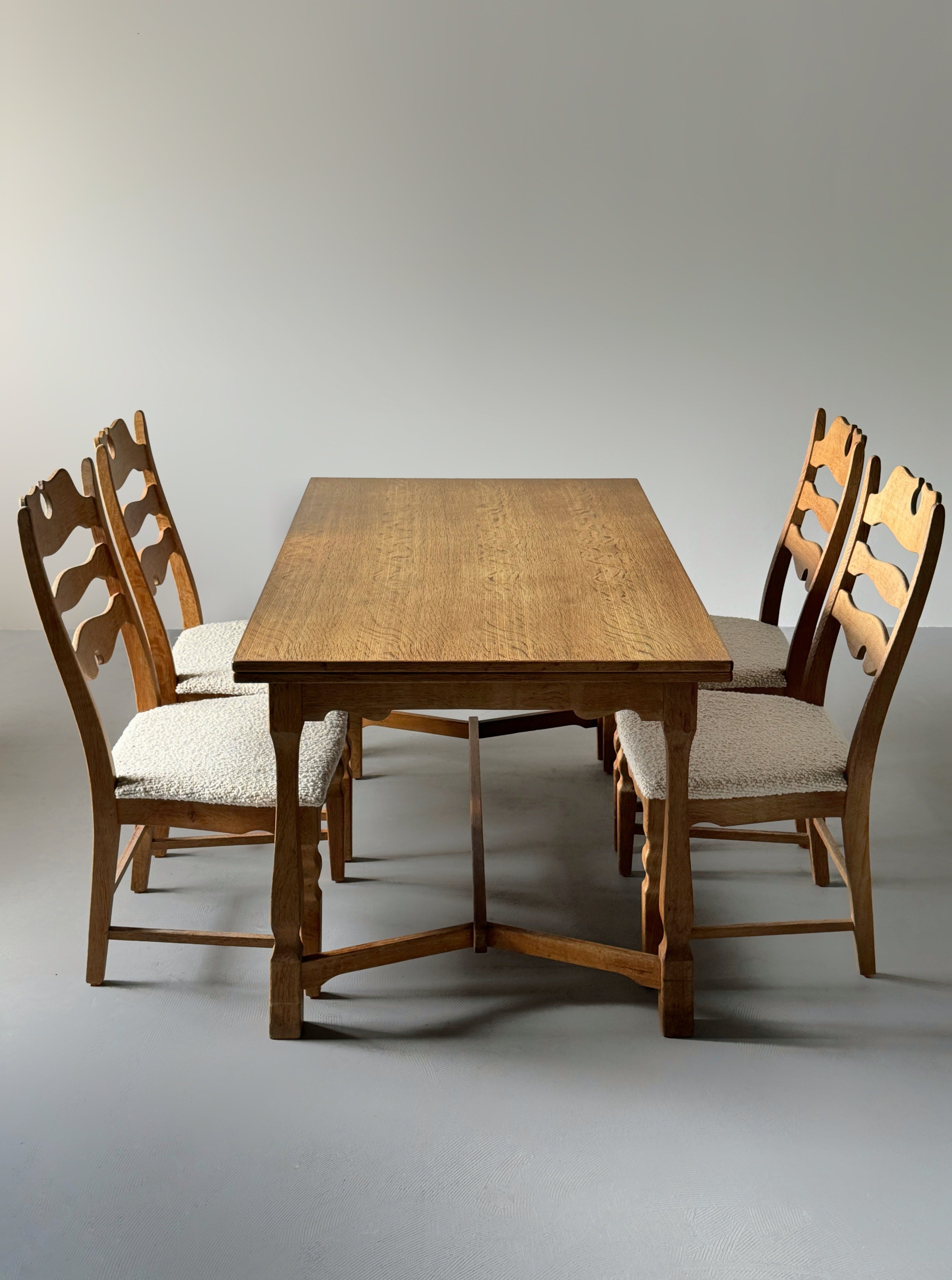 Oak Table & Dining Chairs by Henning Kjaernulf