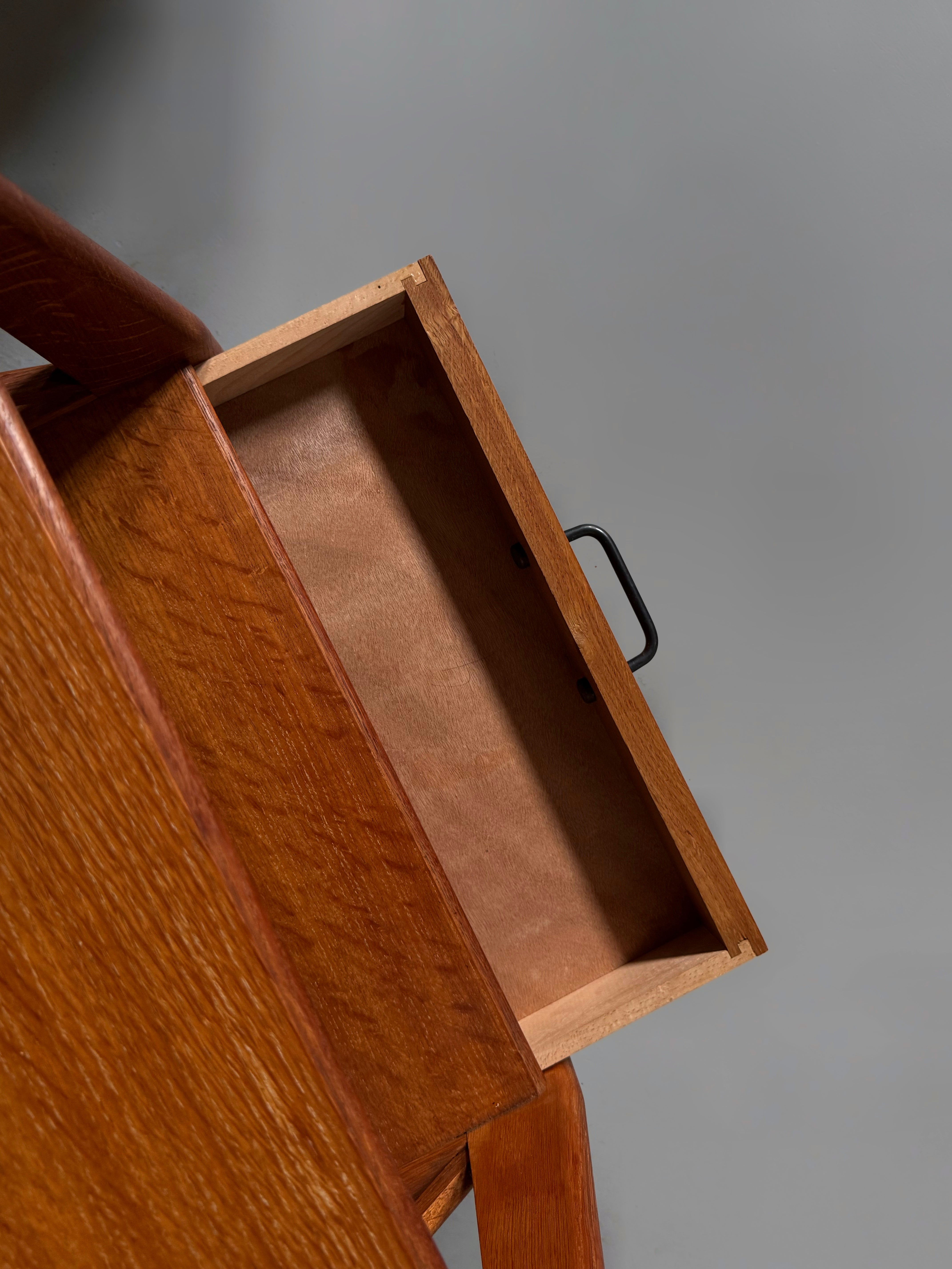 1950's Oak Bed Side Tables by Jacques Adnet