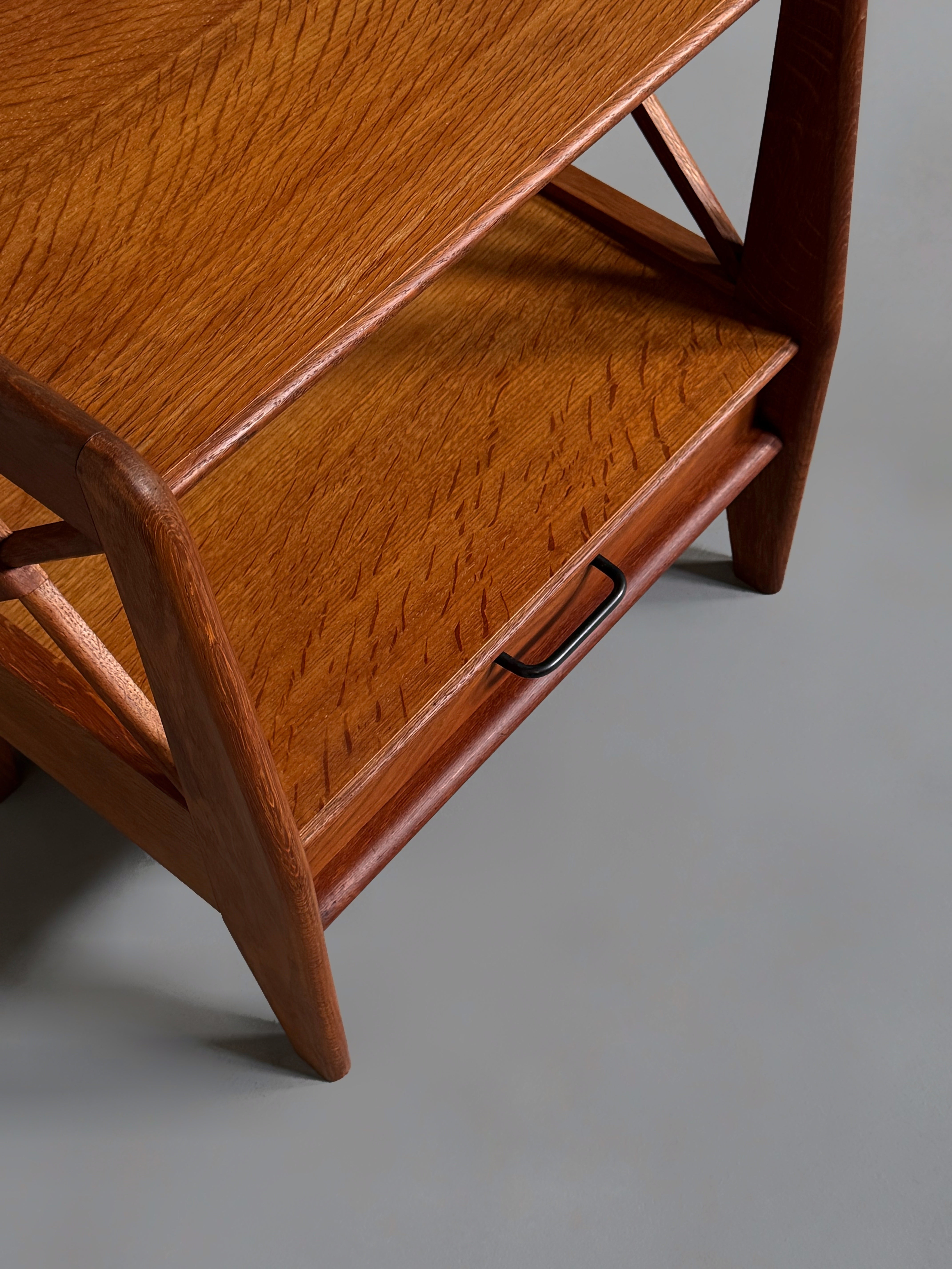 1950's Oak Bed Side Tables by Jacques Adnet
