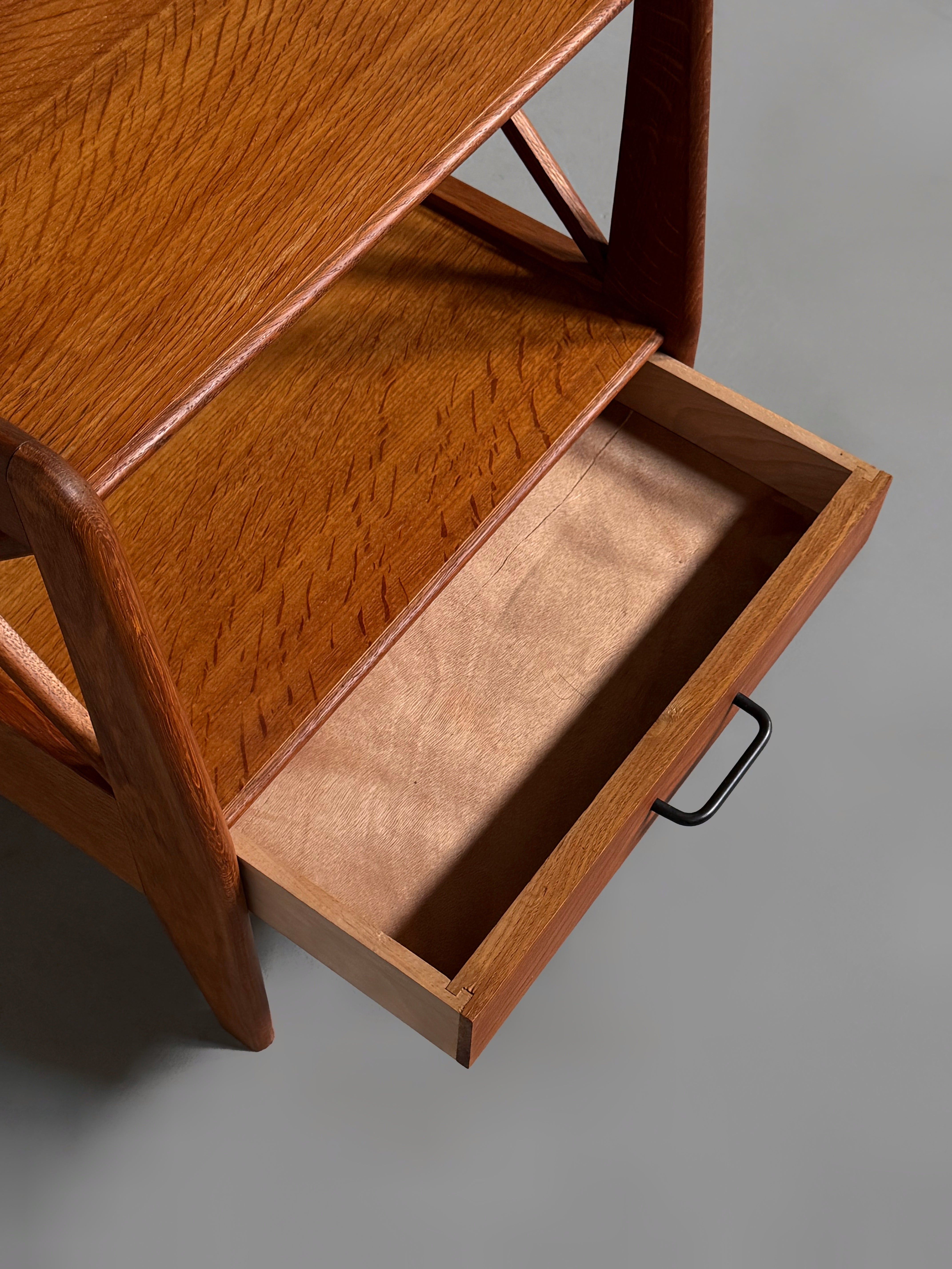 1950's Oak Bed Side Tables by Jacques Adnet