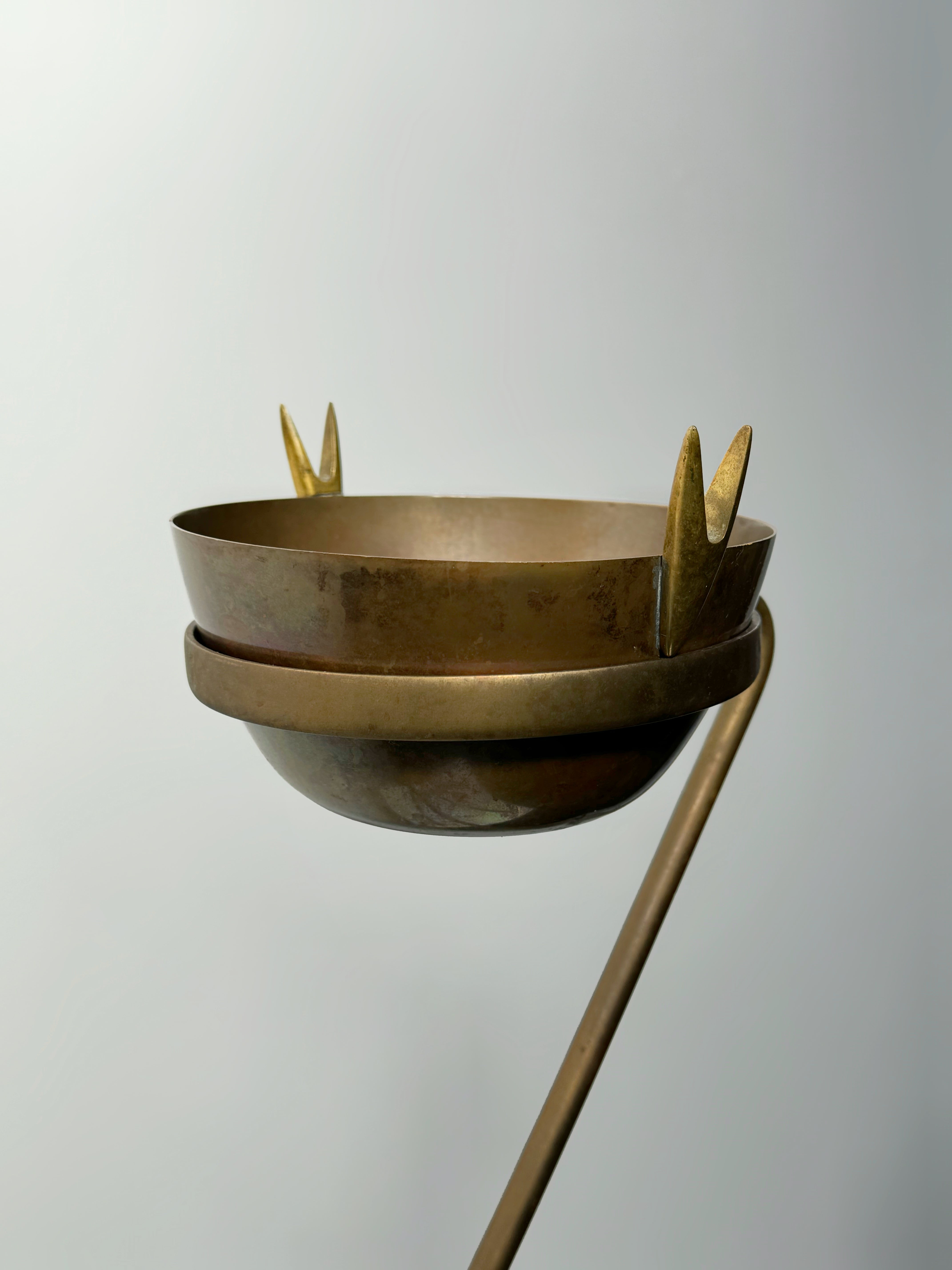Vintage Brass and Copper Floor Ashtray by Carl Auböck, Austria, 1954