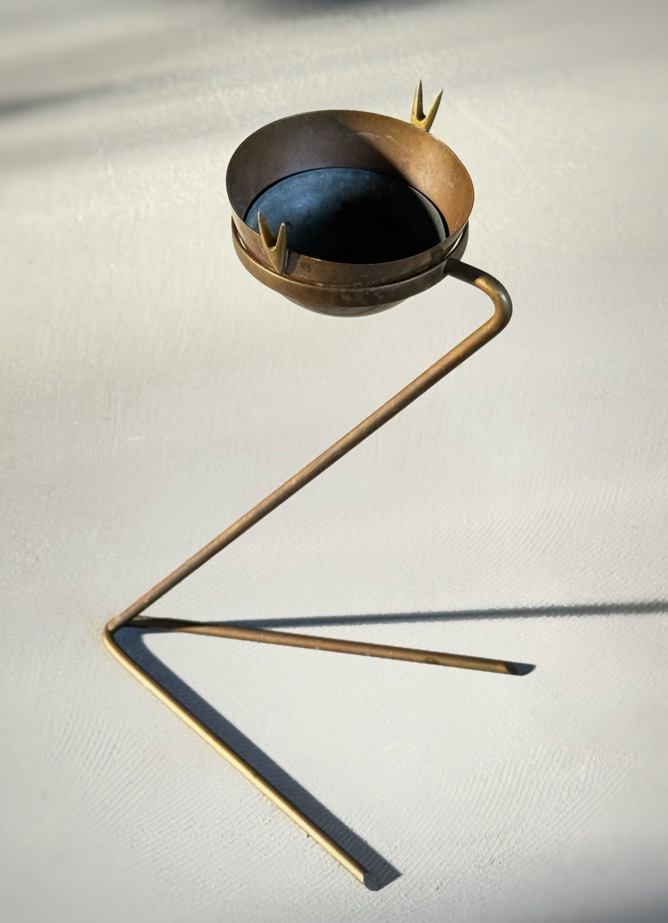Vintage Brass and Copper Floor Ashtray by Carl Auböck, Austria, 1954