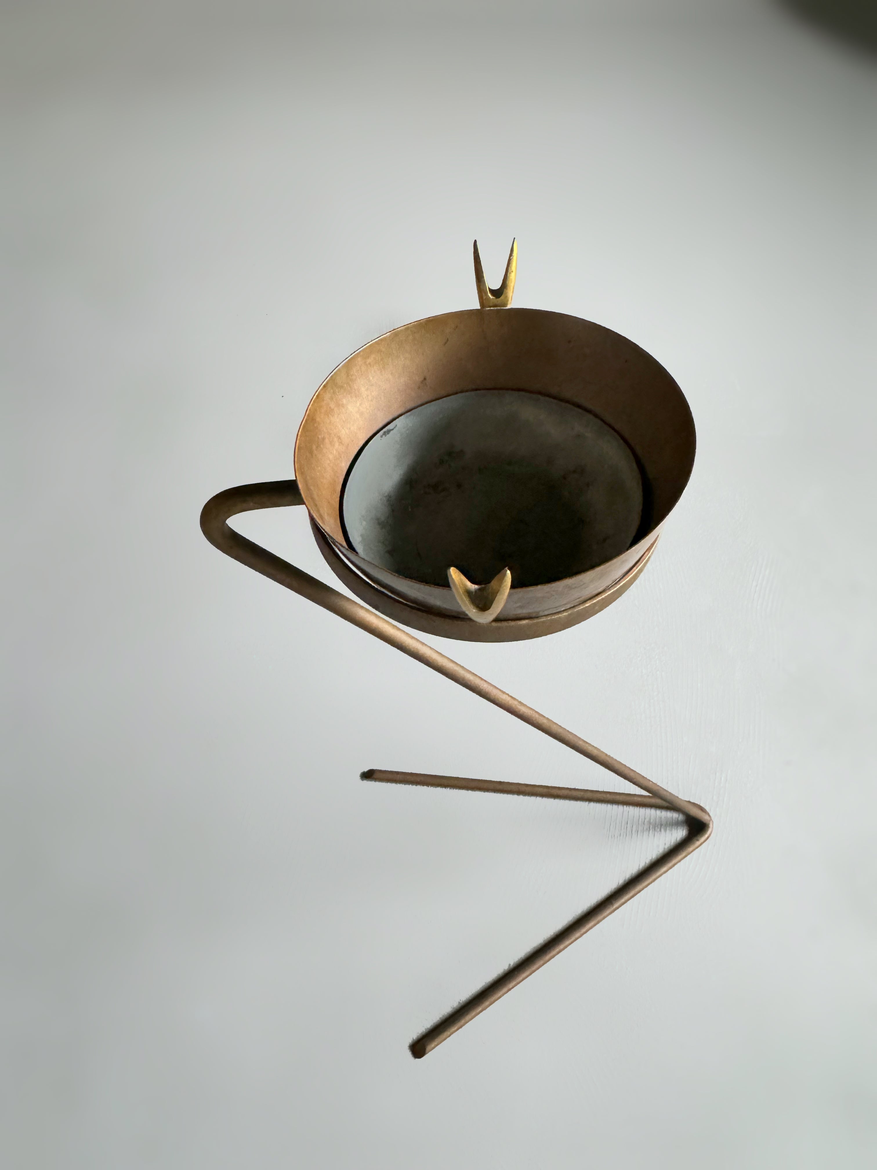 Vintage Brass and Copper Floor Ashtray by Carl Auböck, Austria, 1954