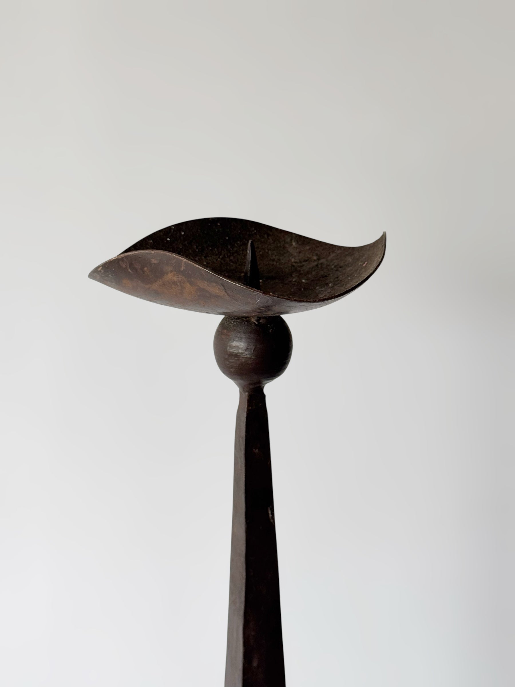 Pair of Brutalist Forged Iron Candle Holders, France 1950s–60s