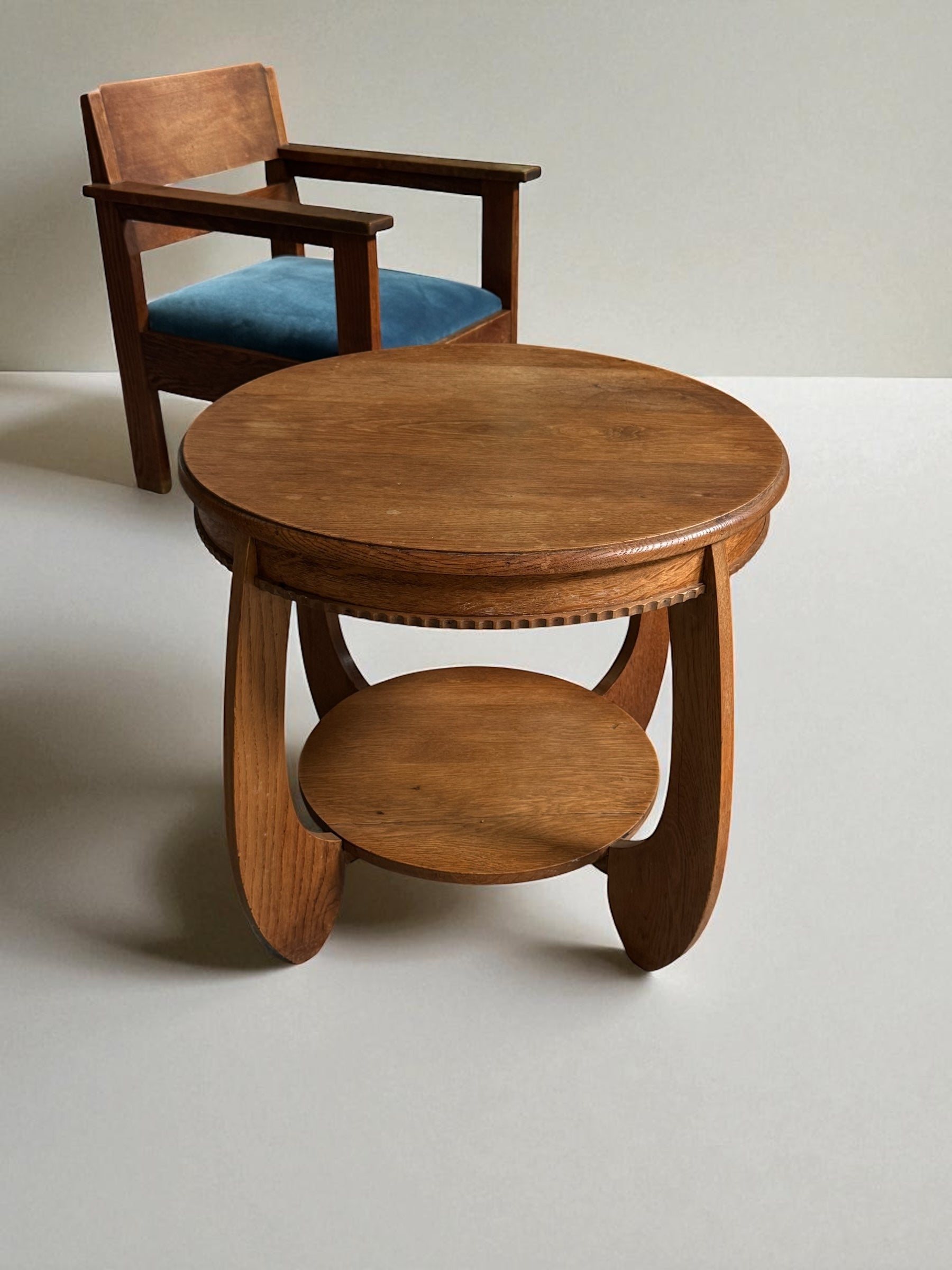 Dutch Art Deco Amsterdam School occasional table in oak, 1930s