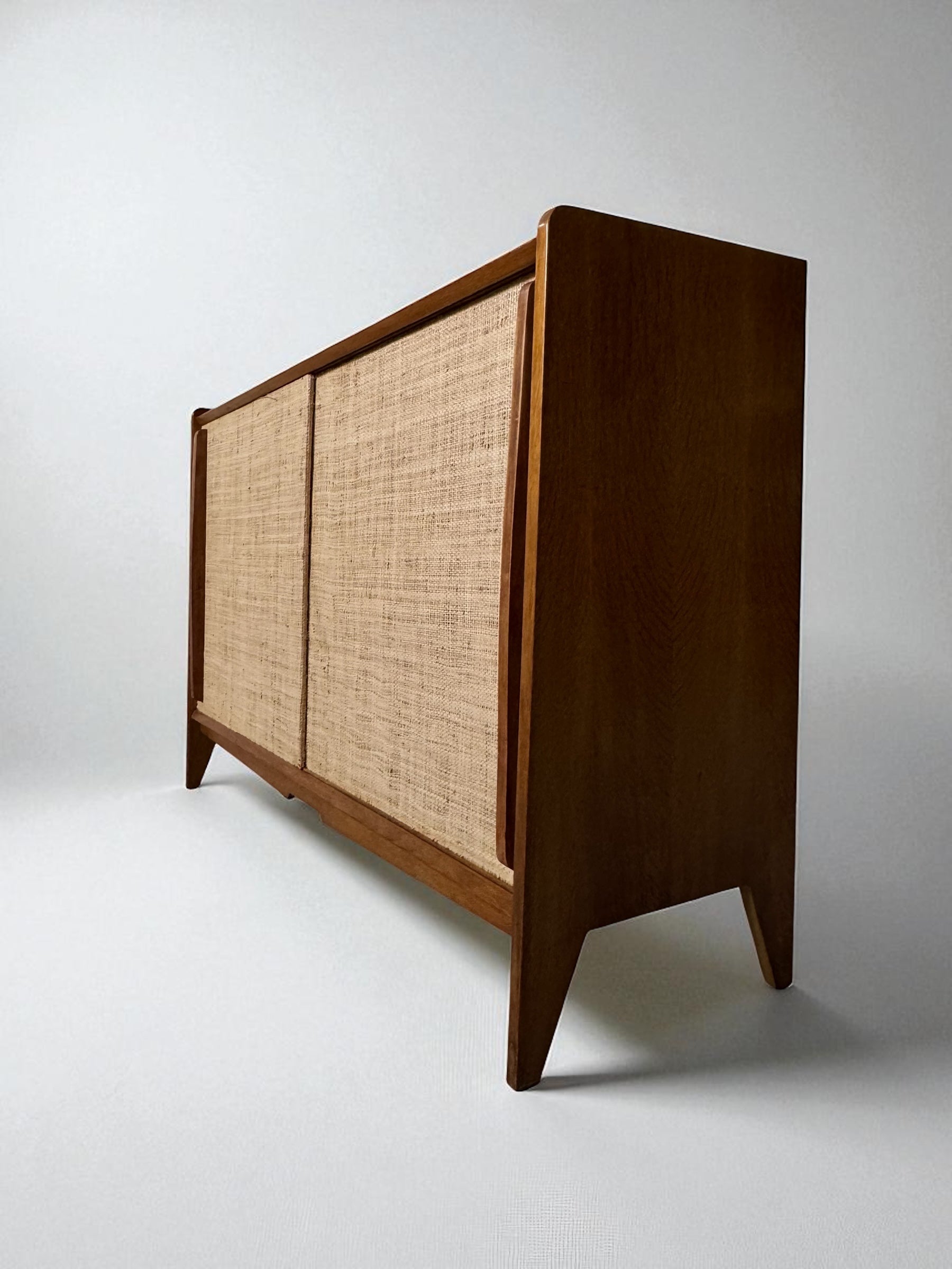 French Oak Cabinet Seagrass Doors 1950s