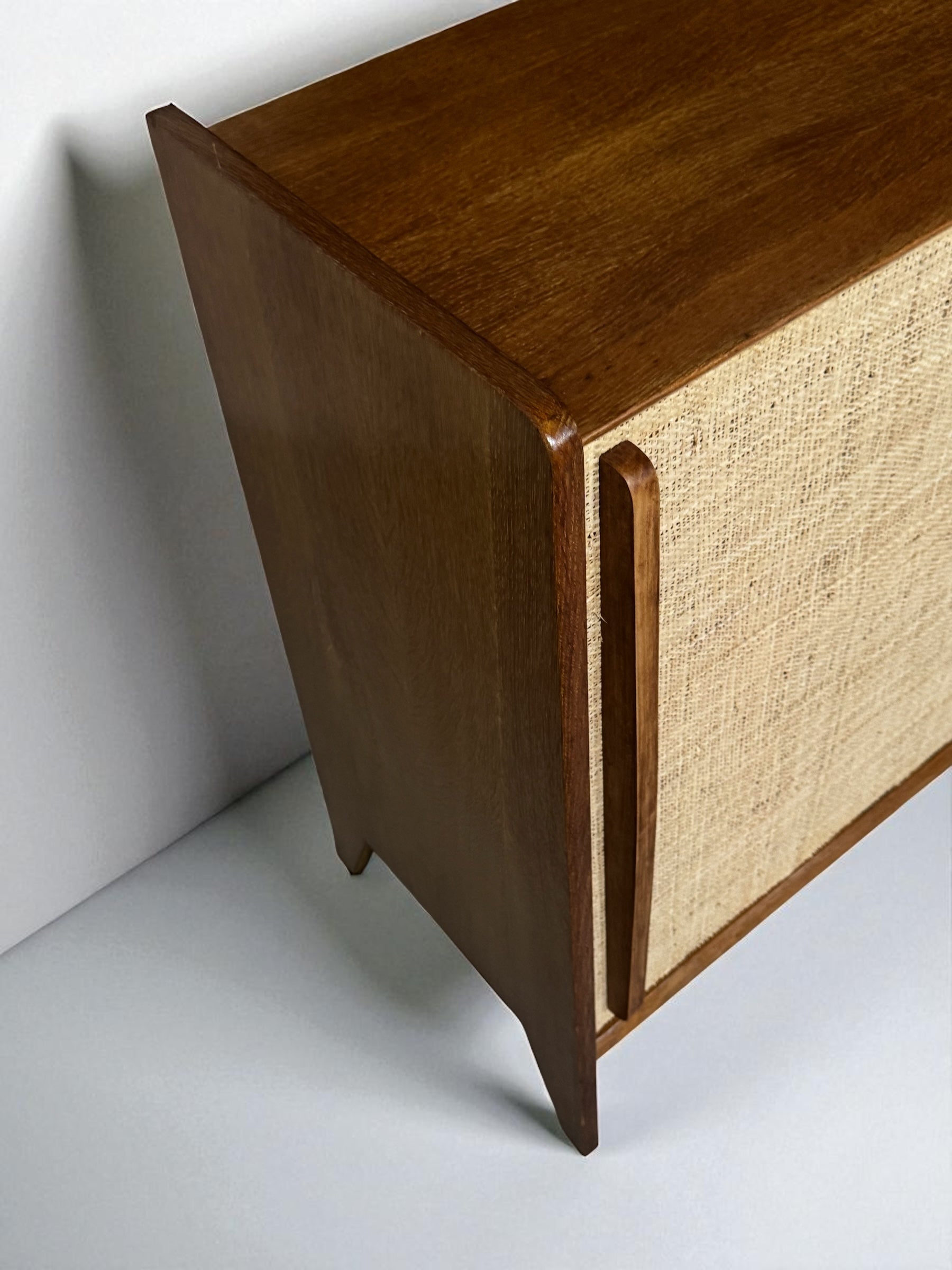 French Oak Cabinet Seagrass Doors 1950s