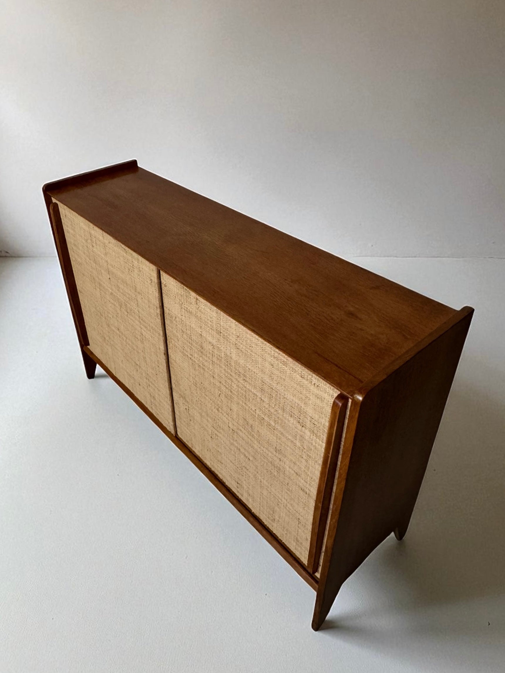 French Oak Cabinet Seagrass Doors 1950s