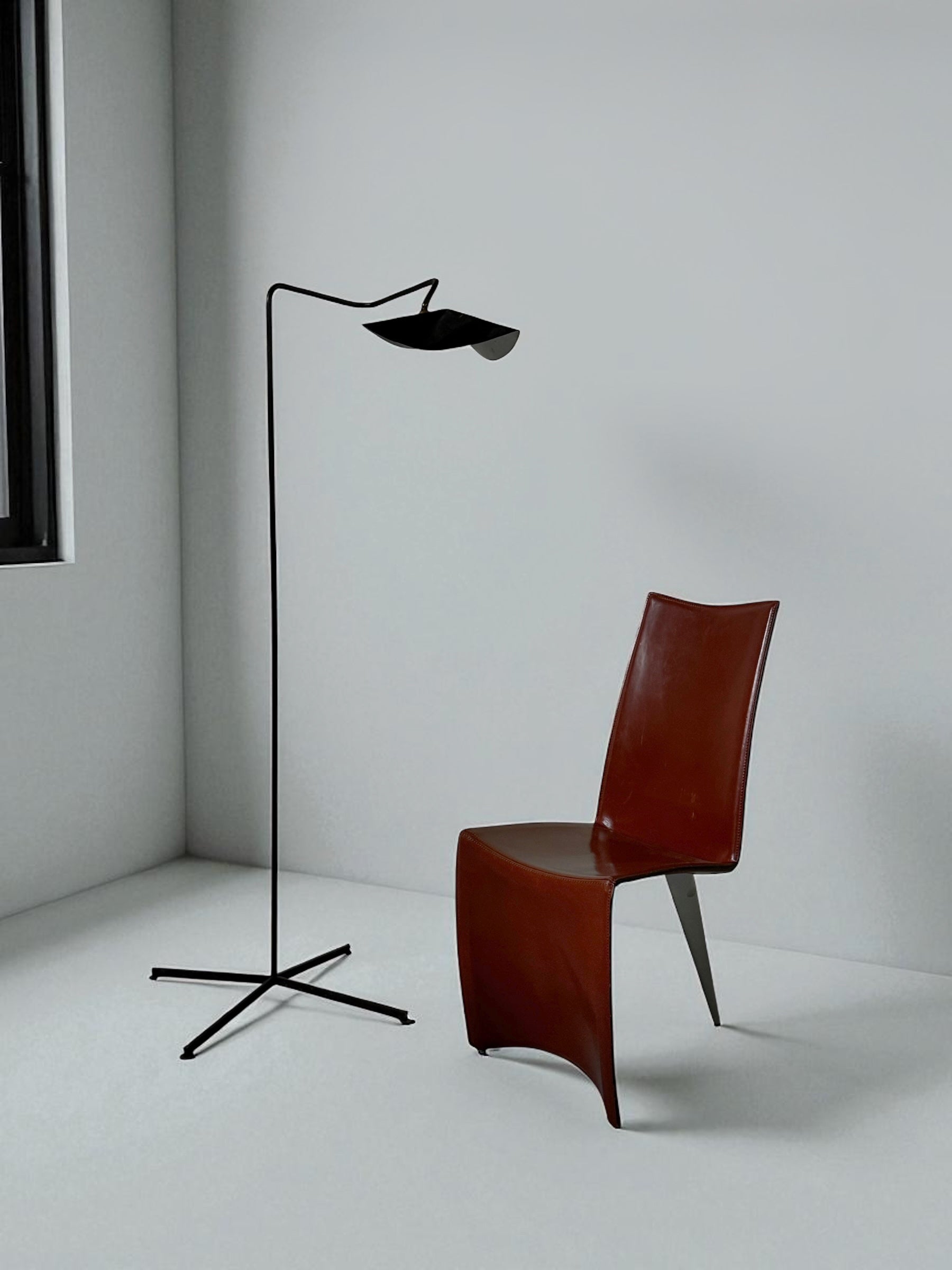 "Ed Archer" Leather and Polished Aluminum Chair by Philippe Starck for Driade