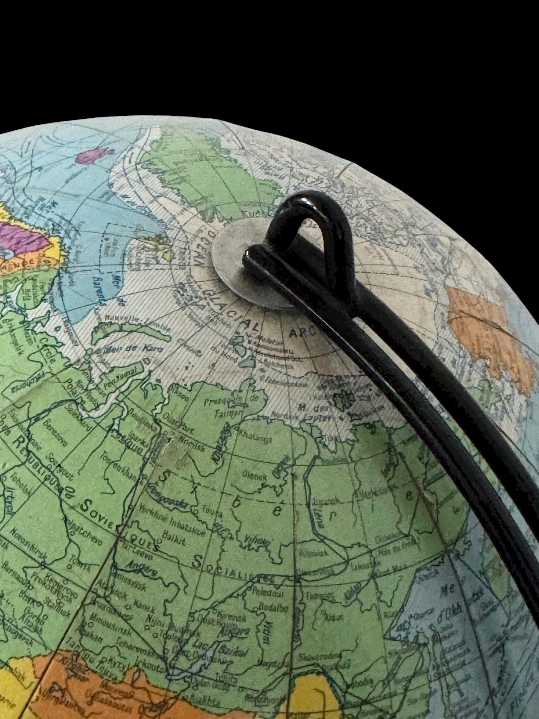 French metal globe tripod Taride 1950-1960