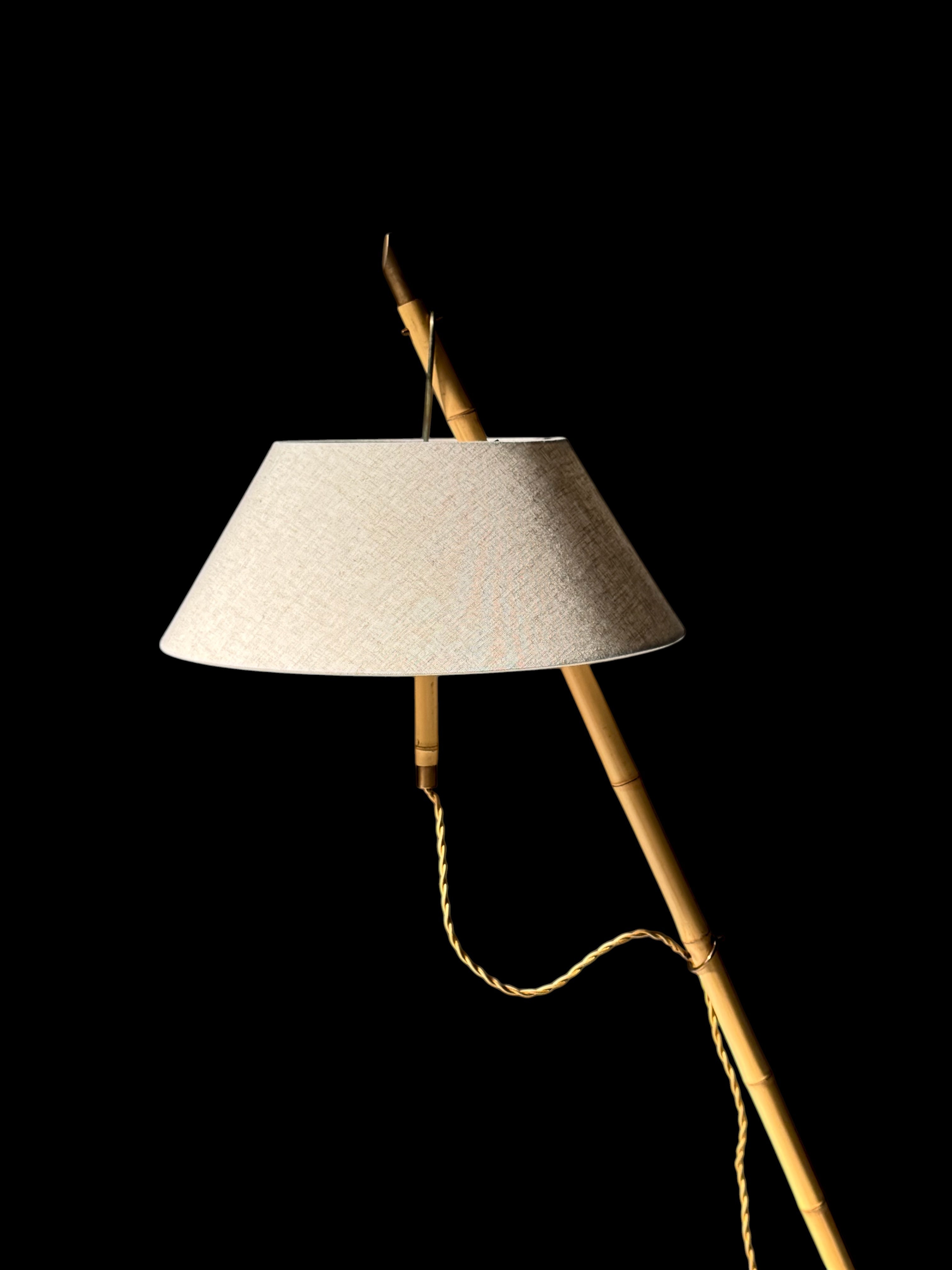 Bamboo Floor Lamp by J. T. Kalmar, Austria 1930s