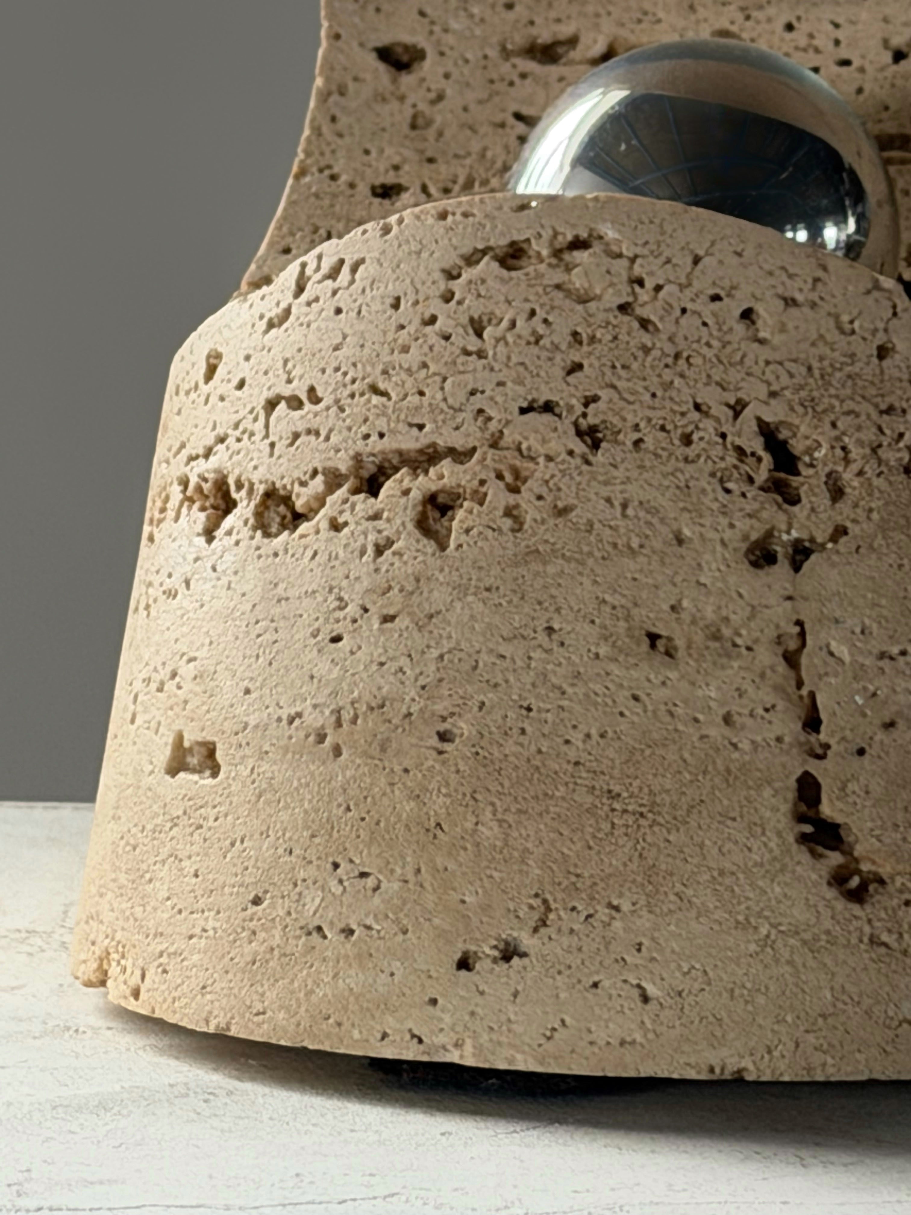 Travertine Table Lamp by Giuliano Cesari for Nucleo, Italy 1971