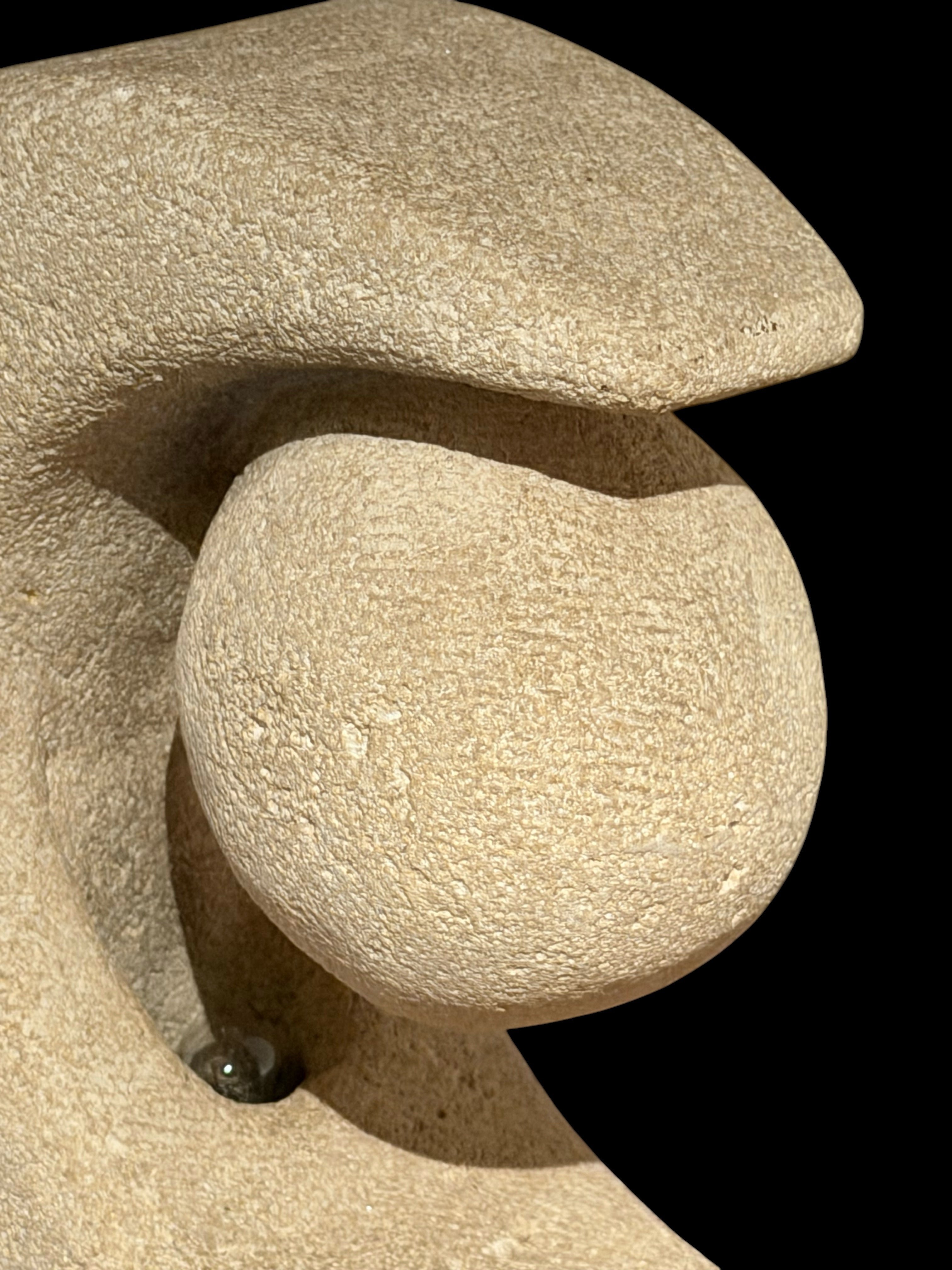 Carved Stone Lamp By Pierre Albert Tormost, 1960s