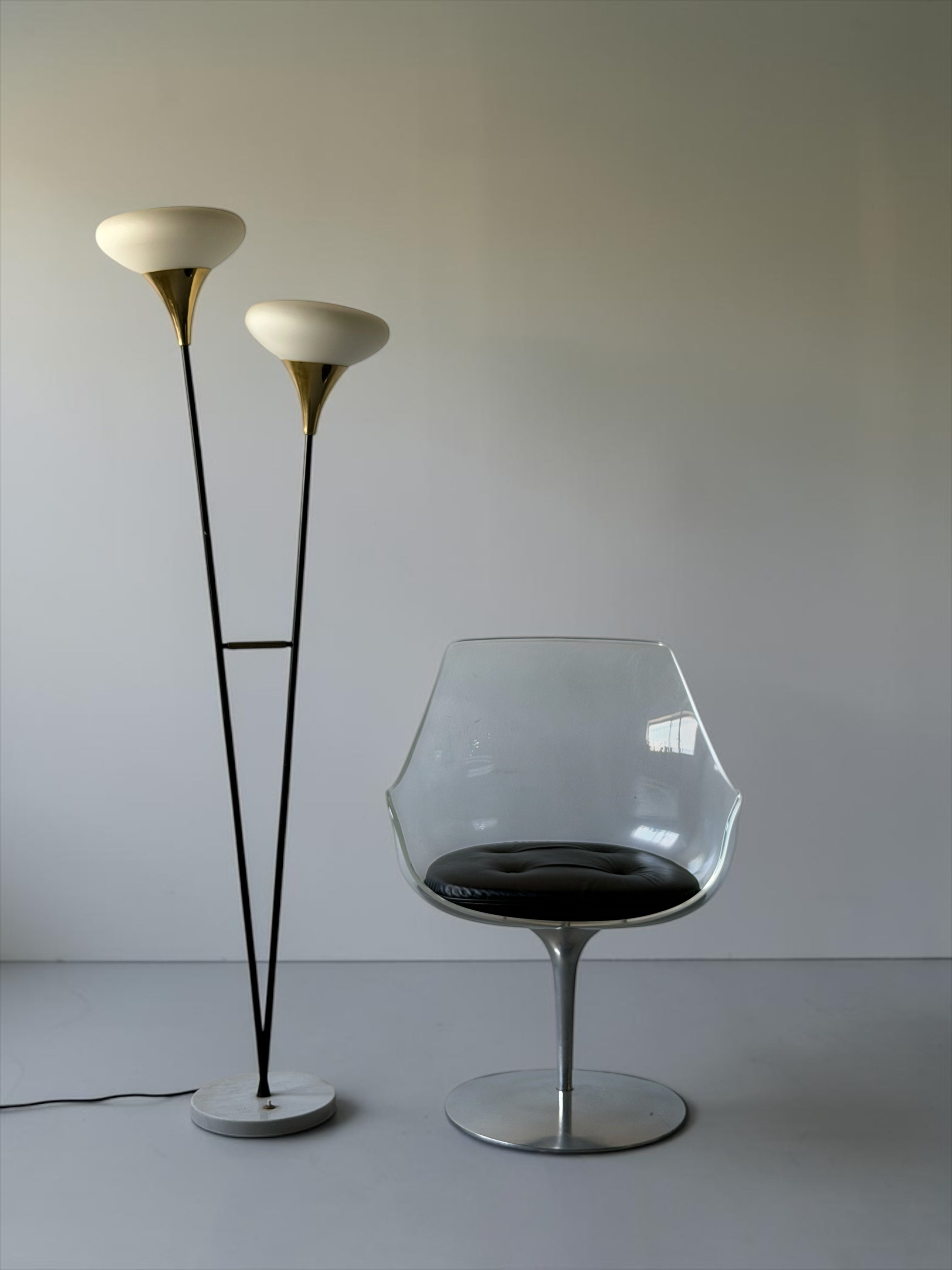 Metal and Glass Floor Lamp from Stilnovo, Italy, 1950s