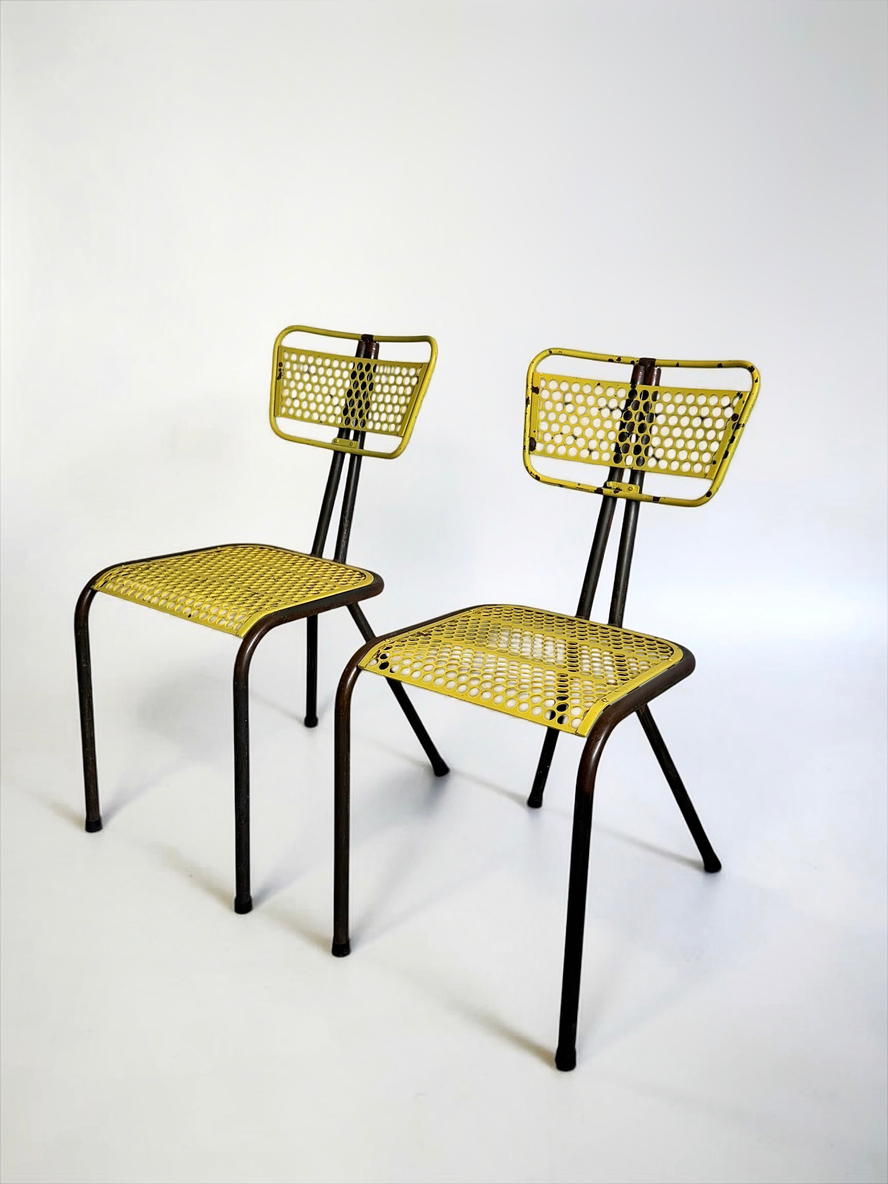 "Radar" Table & Chairs by Rene Malaval for Bloc Metal, France 1950s