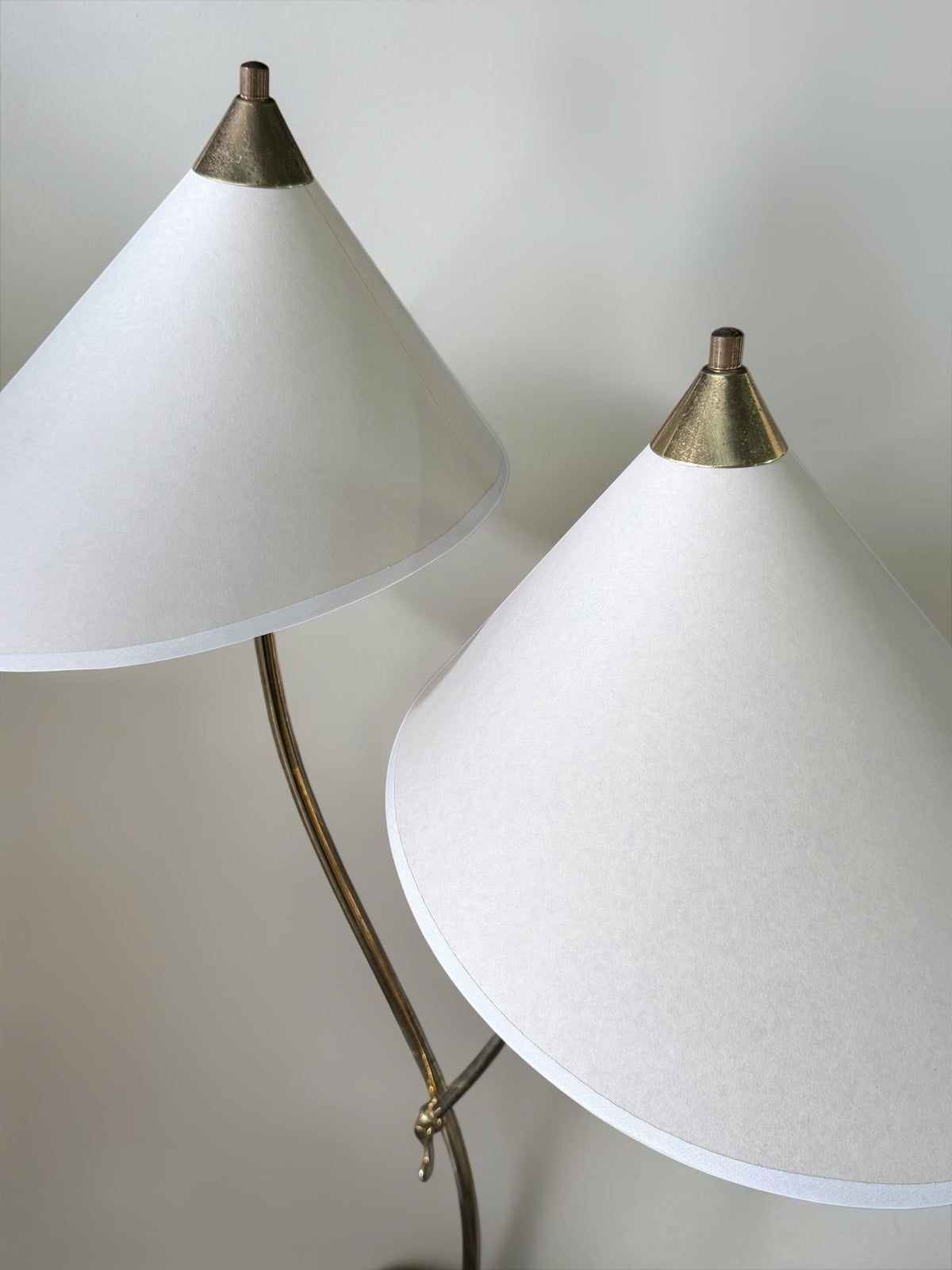 Double Arm Brass Floor Lamp, Europe, 1950s