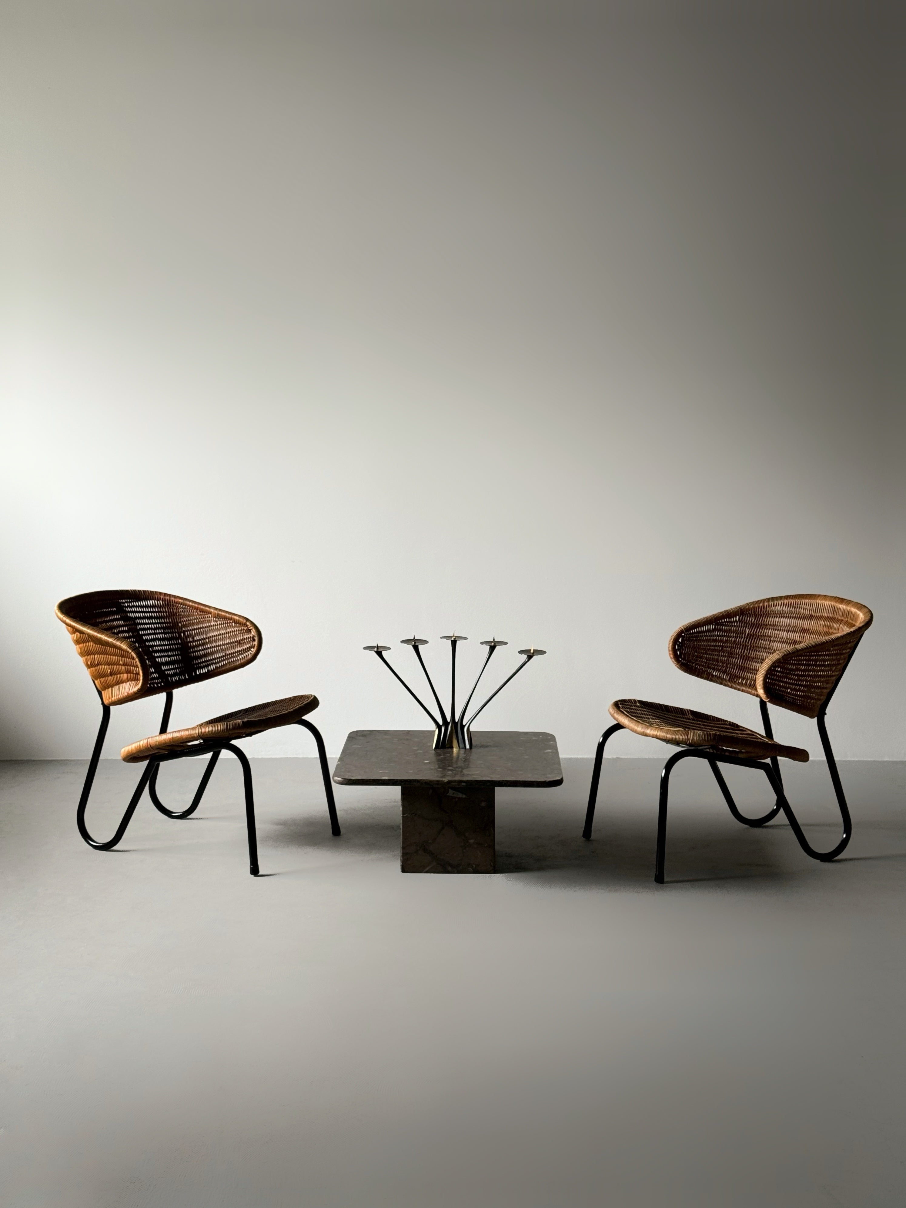 Dutch Easy Chairs in Rattan by Dirk Van Slighted, 1960s