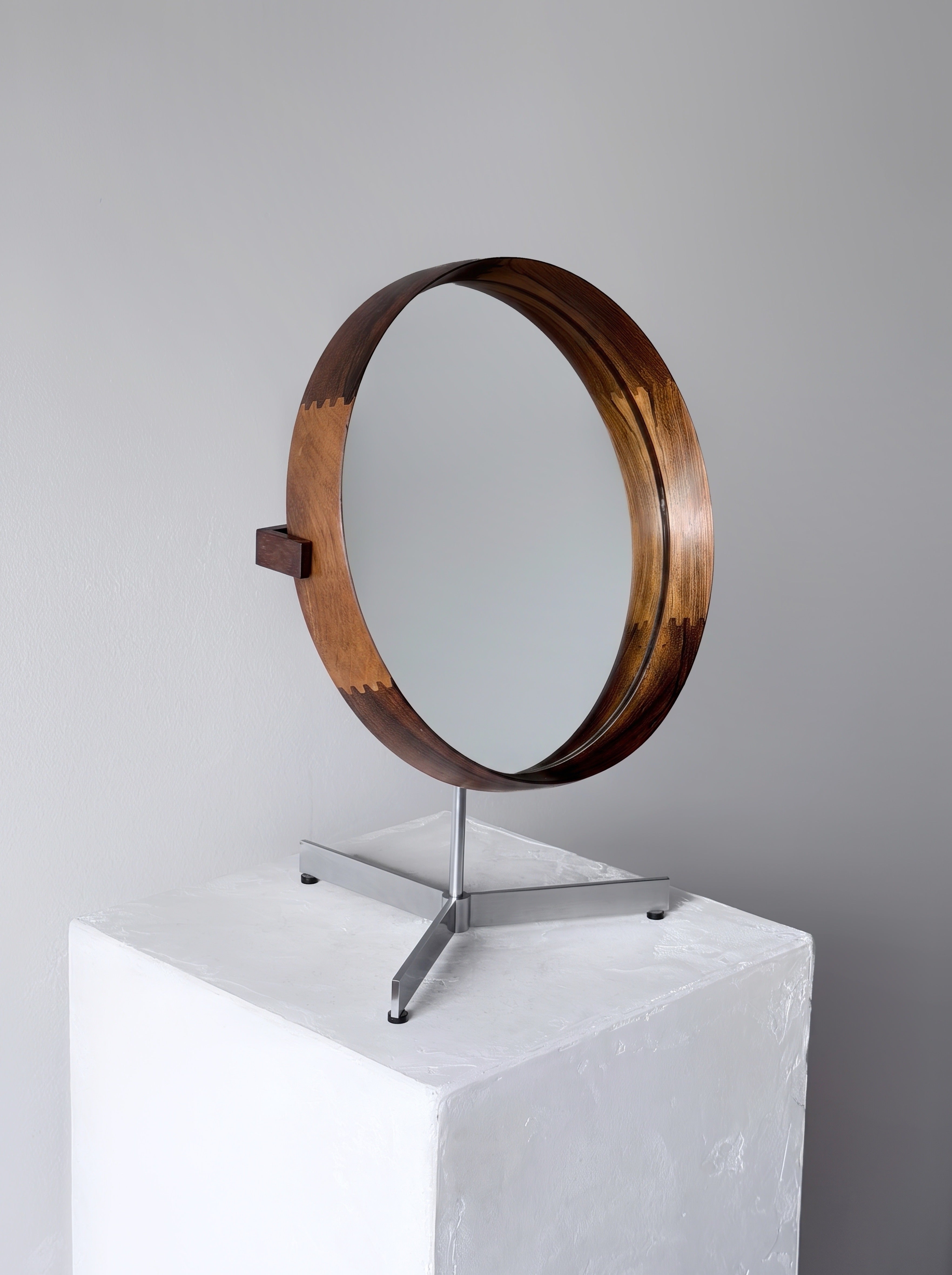 Rosewood Table Mirror by Uno & Östen Kristiansson for Luxus, Sweden 1960s