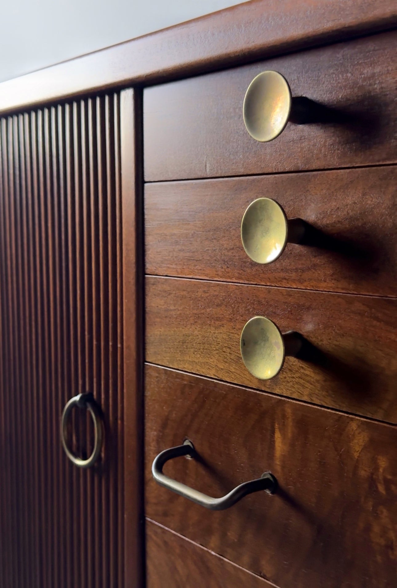 Danish cabinetmaker sideboard in walnut with brass handles