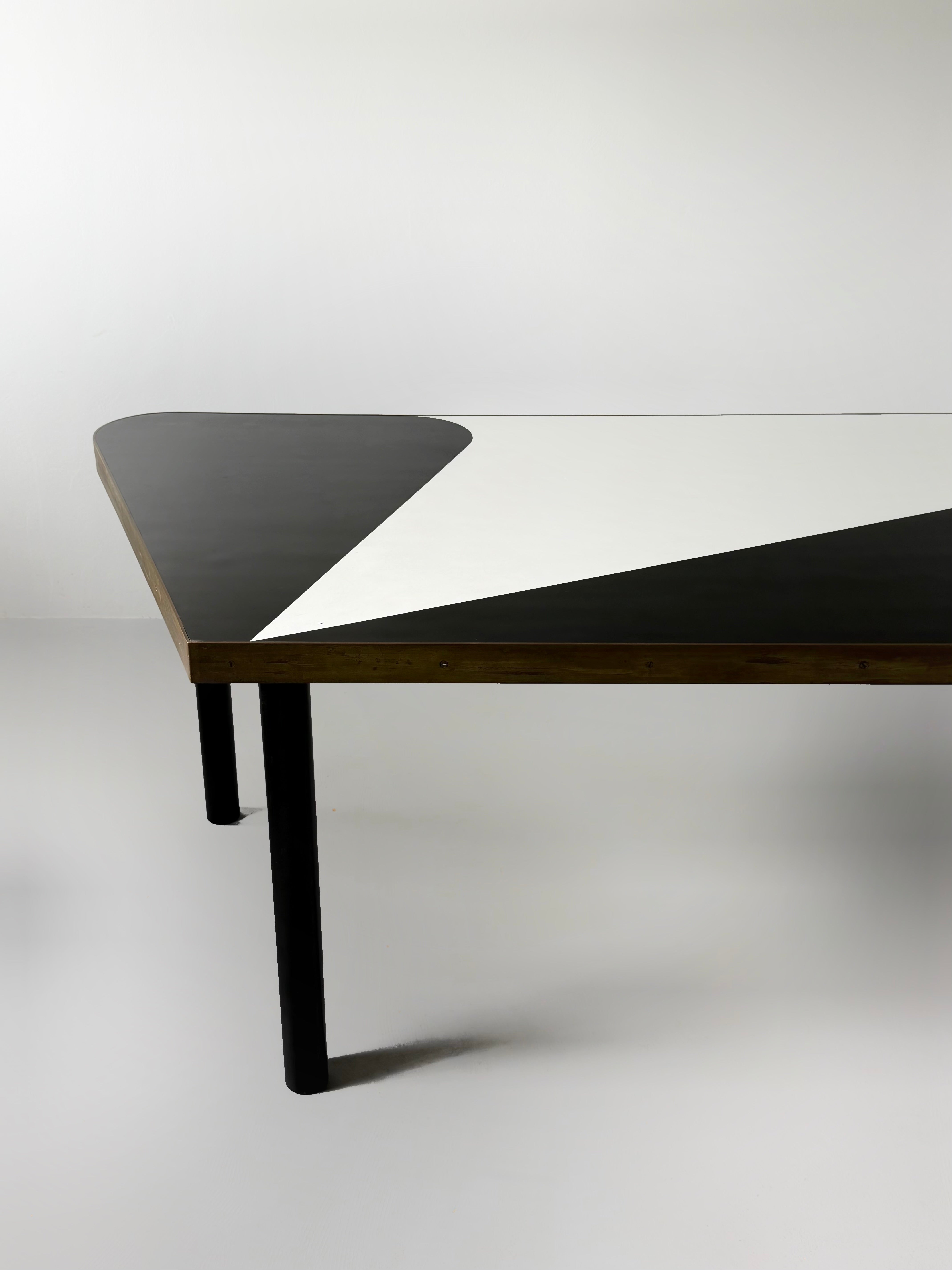 Vintage Table with Brass-Bound Edges