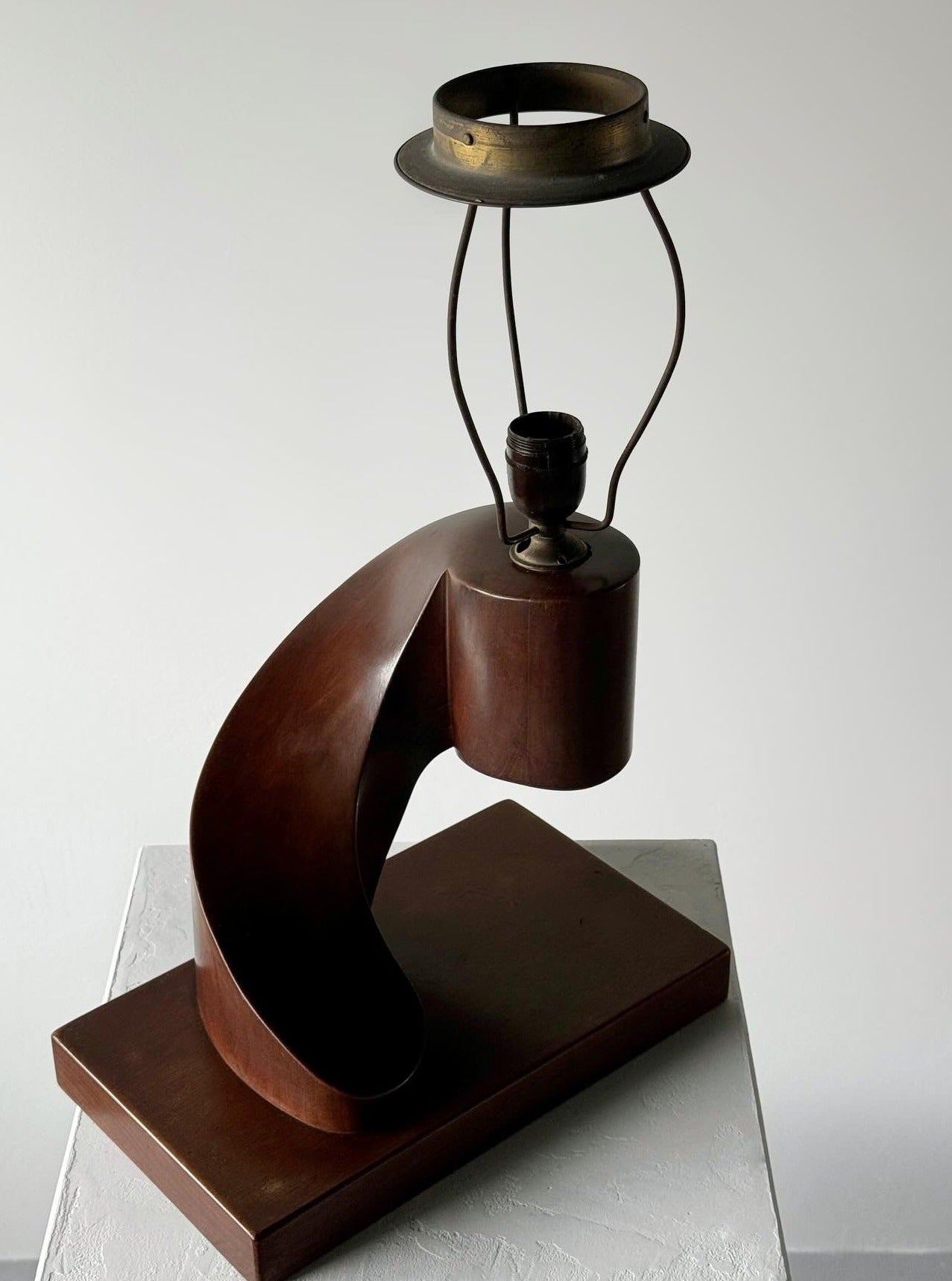 Danish Art Deco Sculptural Table Lamp in Solid Wood, 1930s