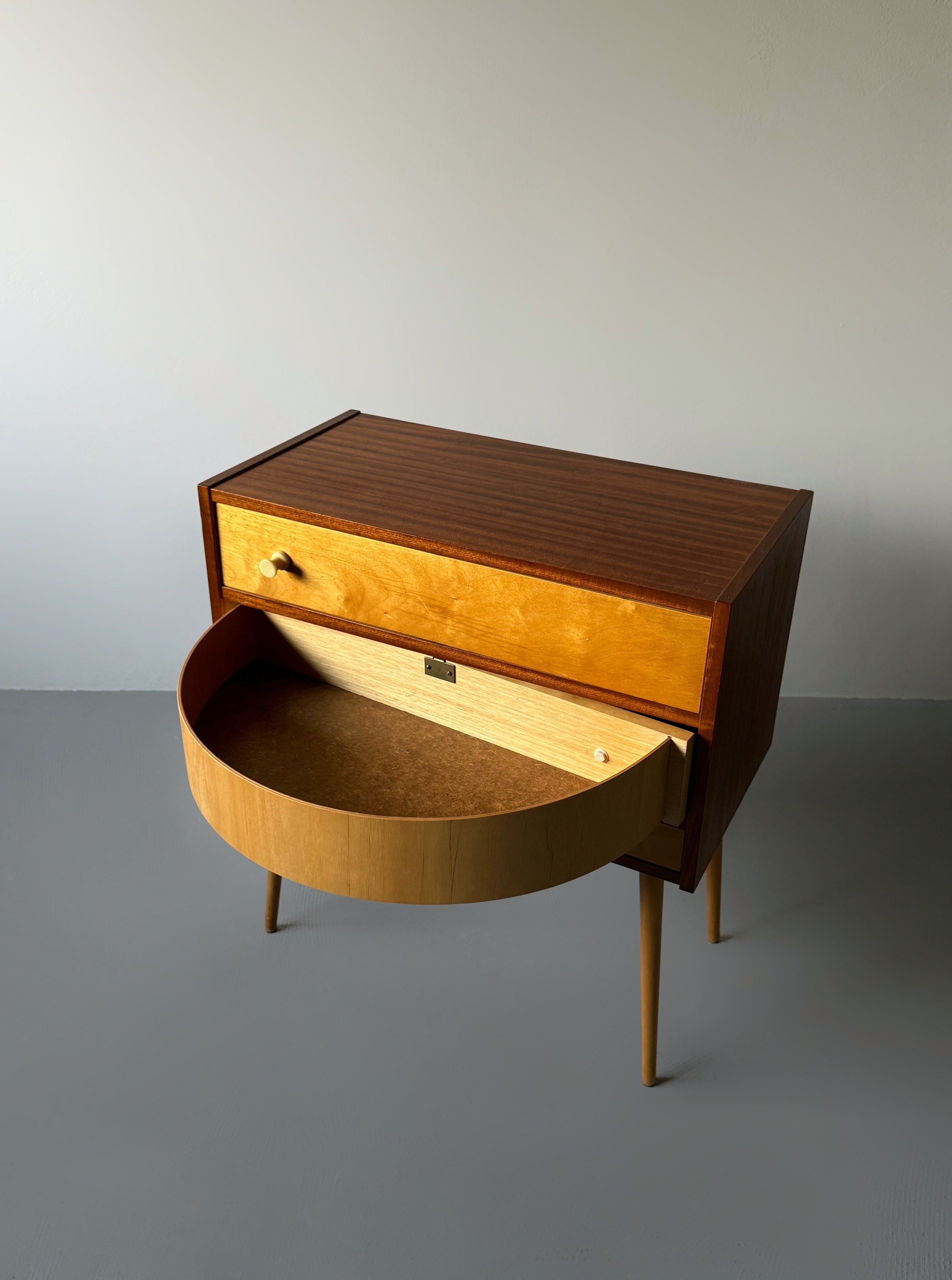 Midcentury Modern Sewing Box with swivel drawer storage, 1960s