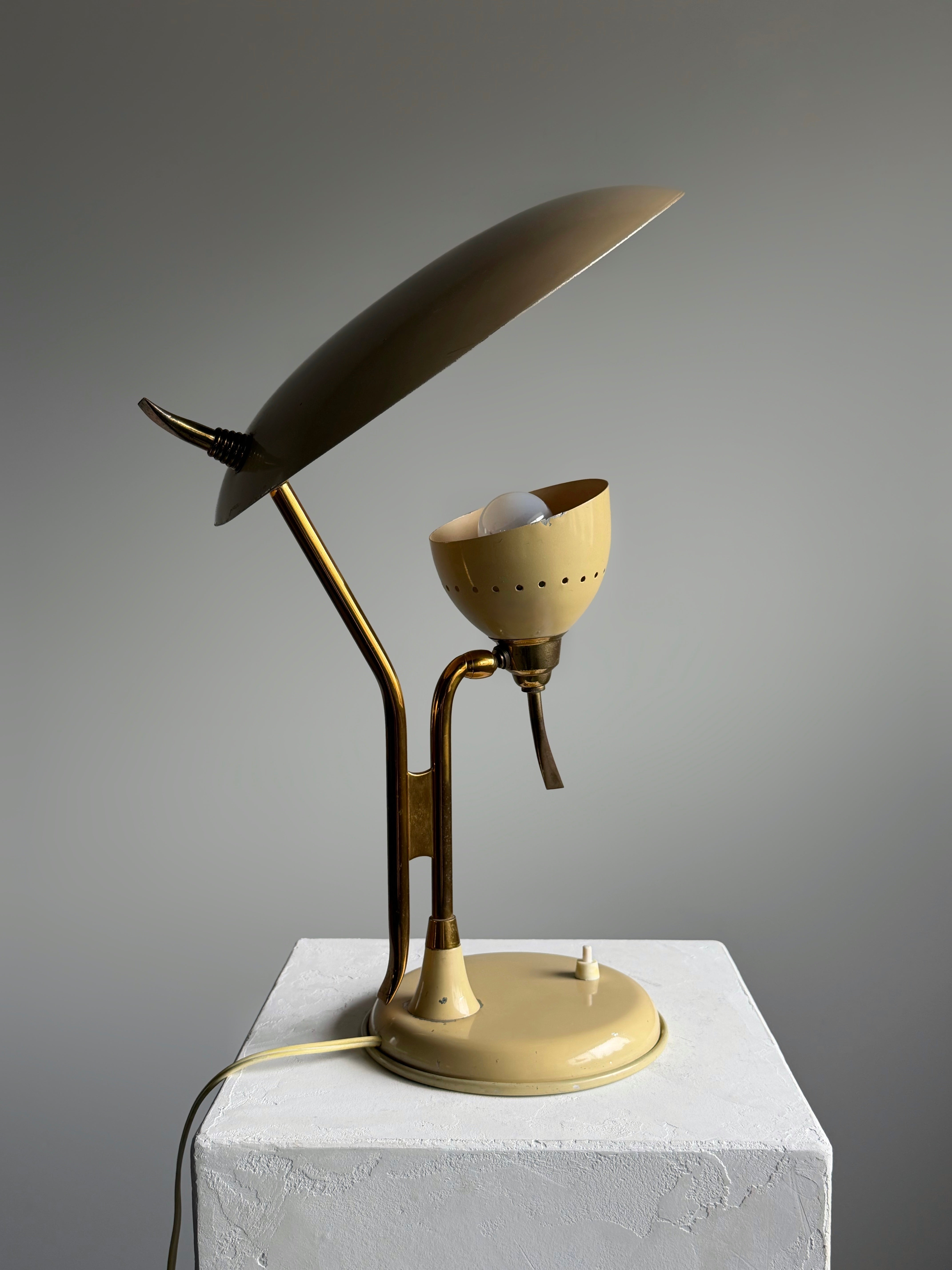 Italian Desk Lamp in Brass by Lumen Milano, 1950s