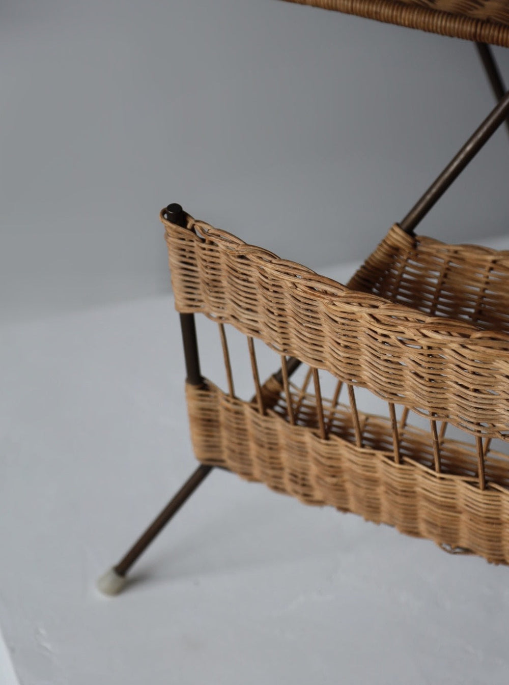 Rattan magazine rack side table