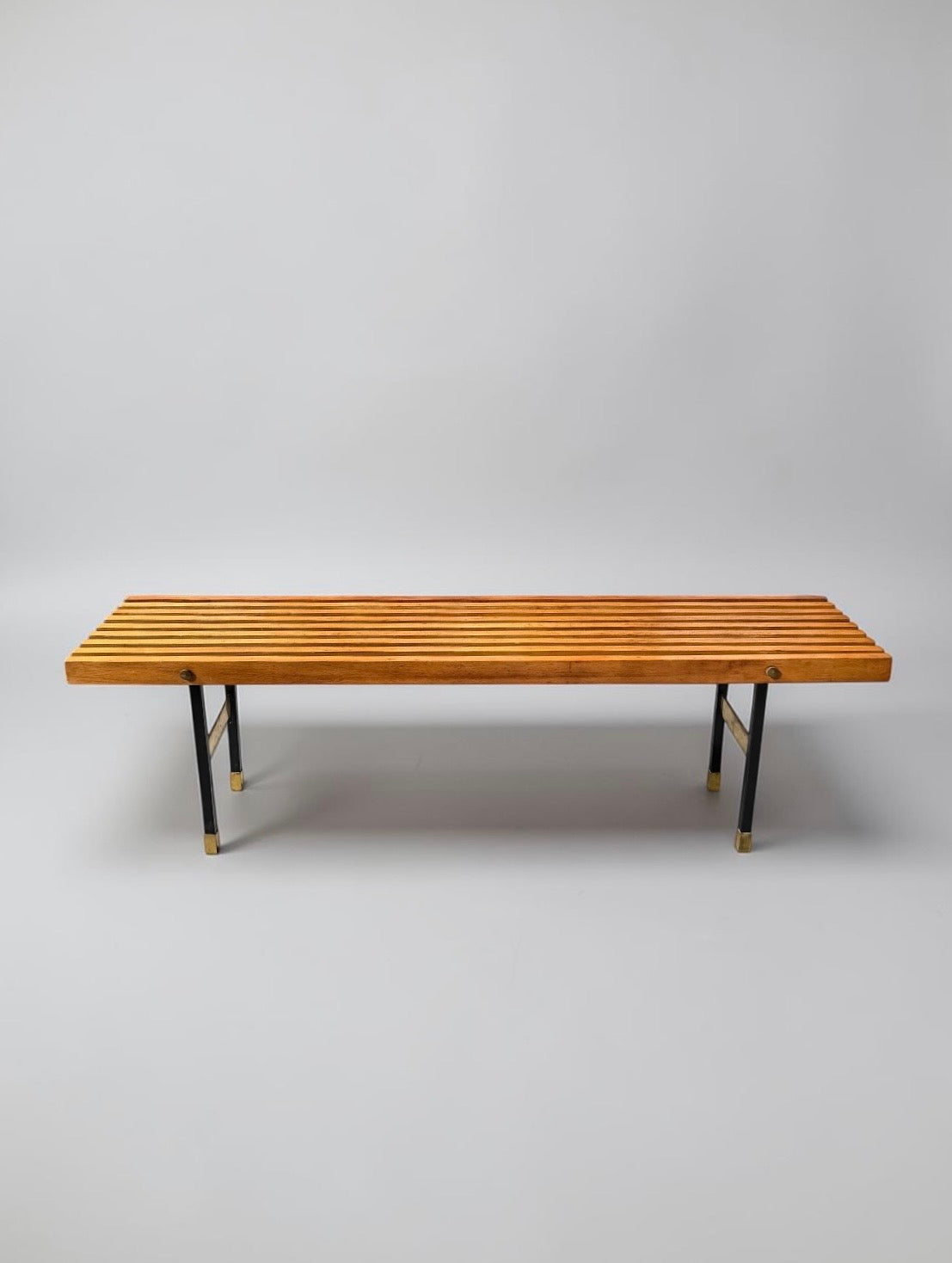 Modernist Italian Bench in Wood and Metal, 1950s