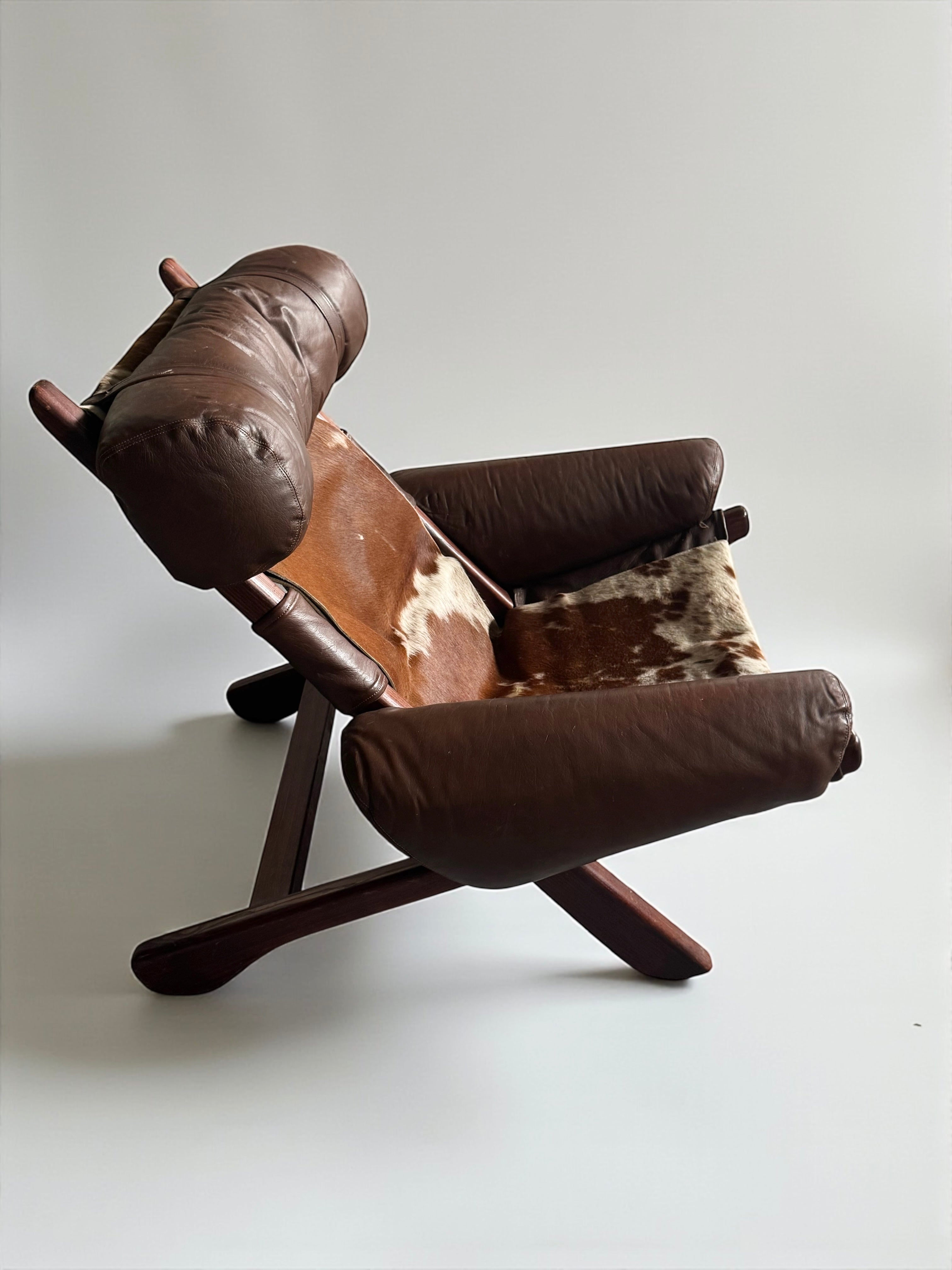 Swedish Cow Hide Armchair from Arne Norell AB, 1960