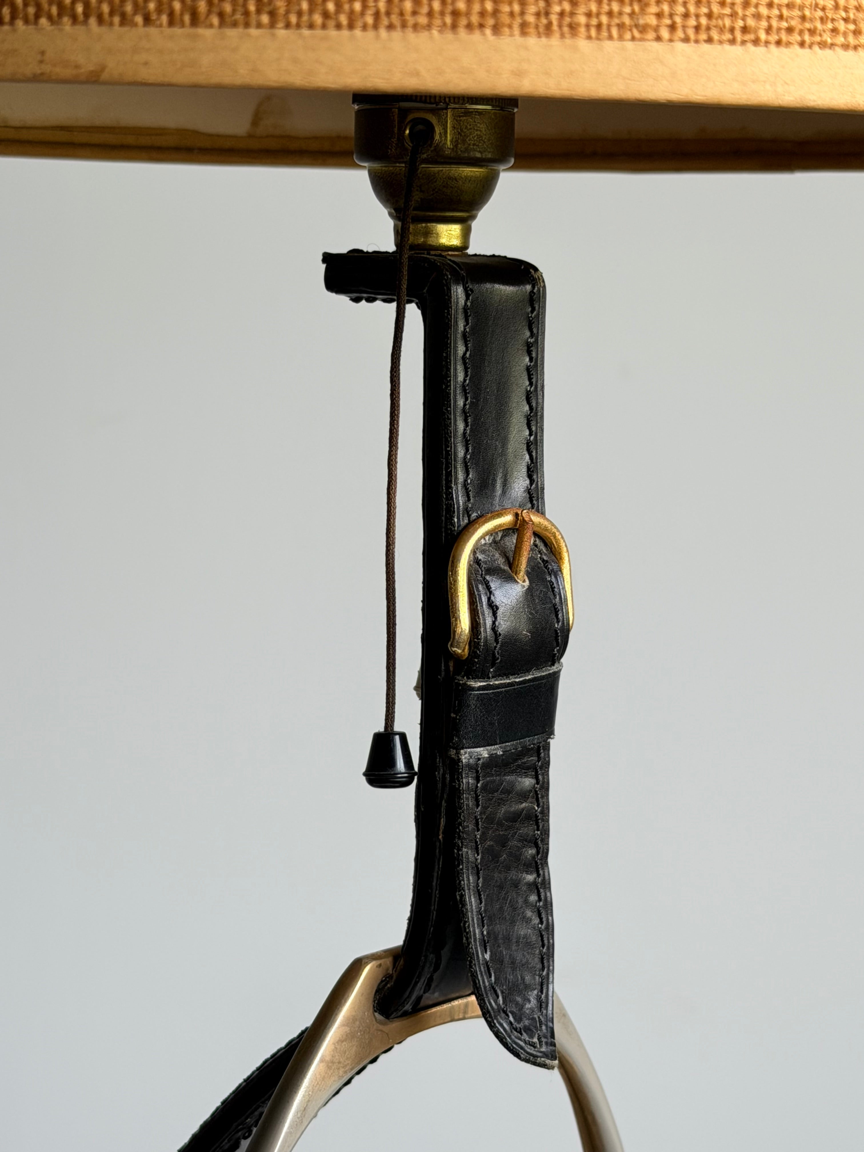 Longchamp Stirrup Stitched Leather Lamp, France 1950s　