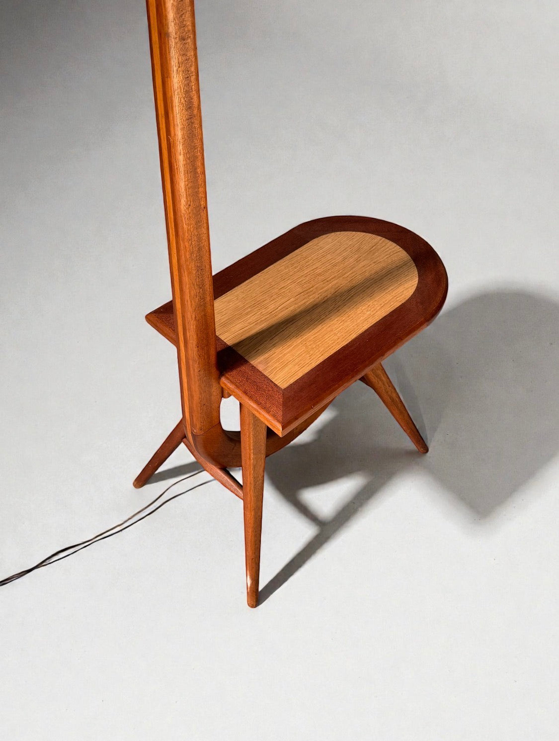 Tripod Floor Lamp with Shelf, France 1960s