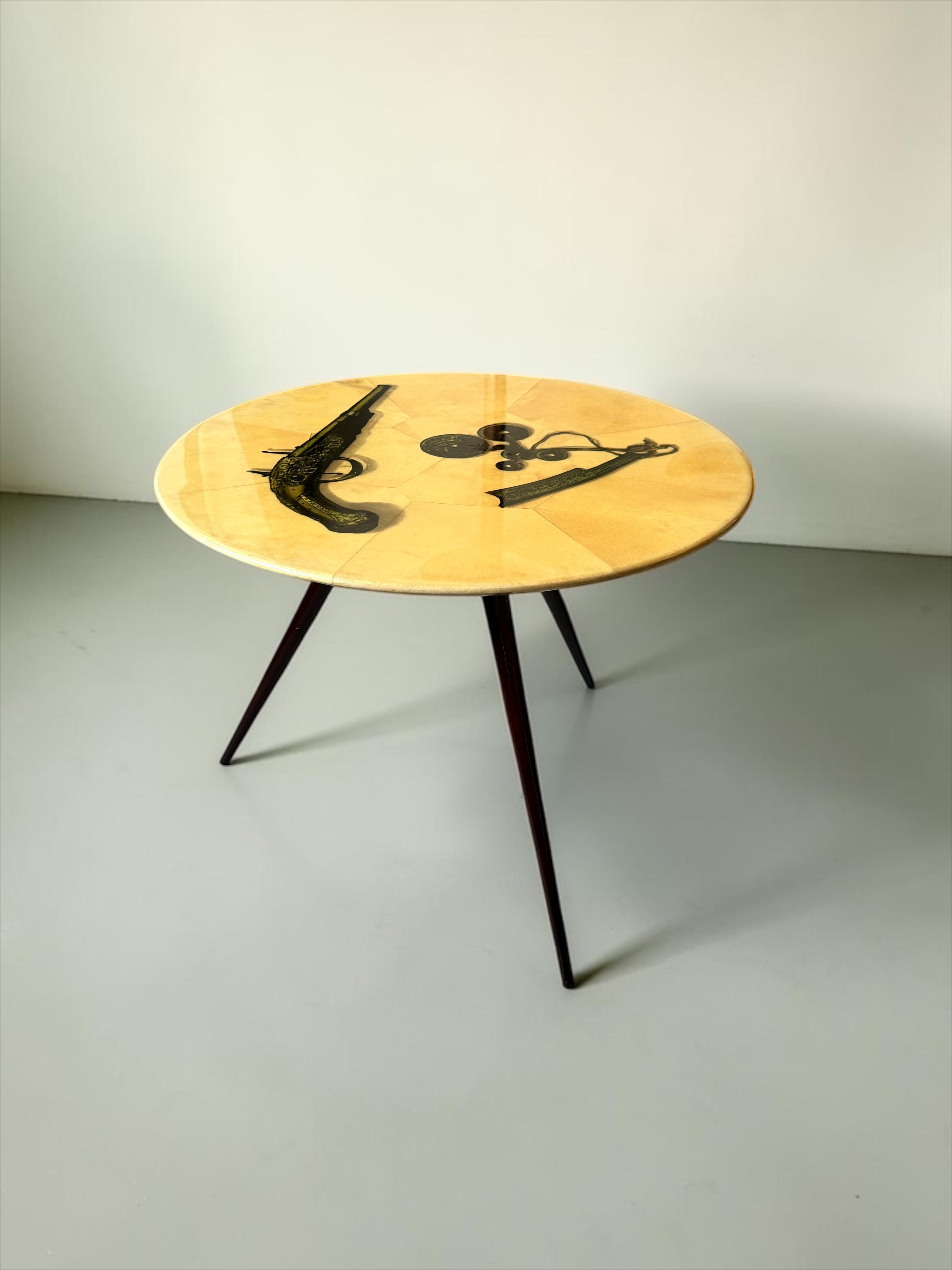 Side Table by Aldo Tura, an early lithograph and goat skin, Italy 1950s
