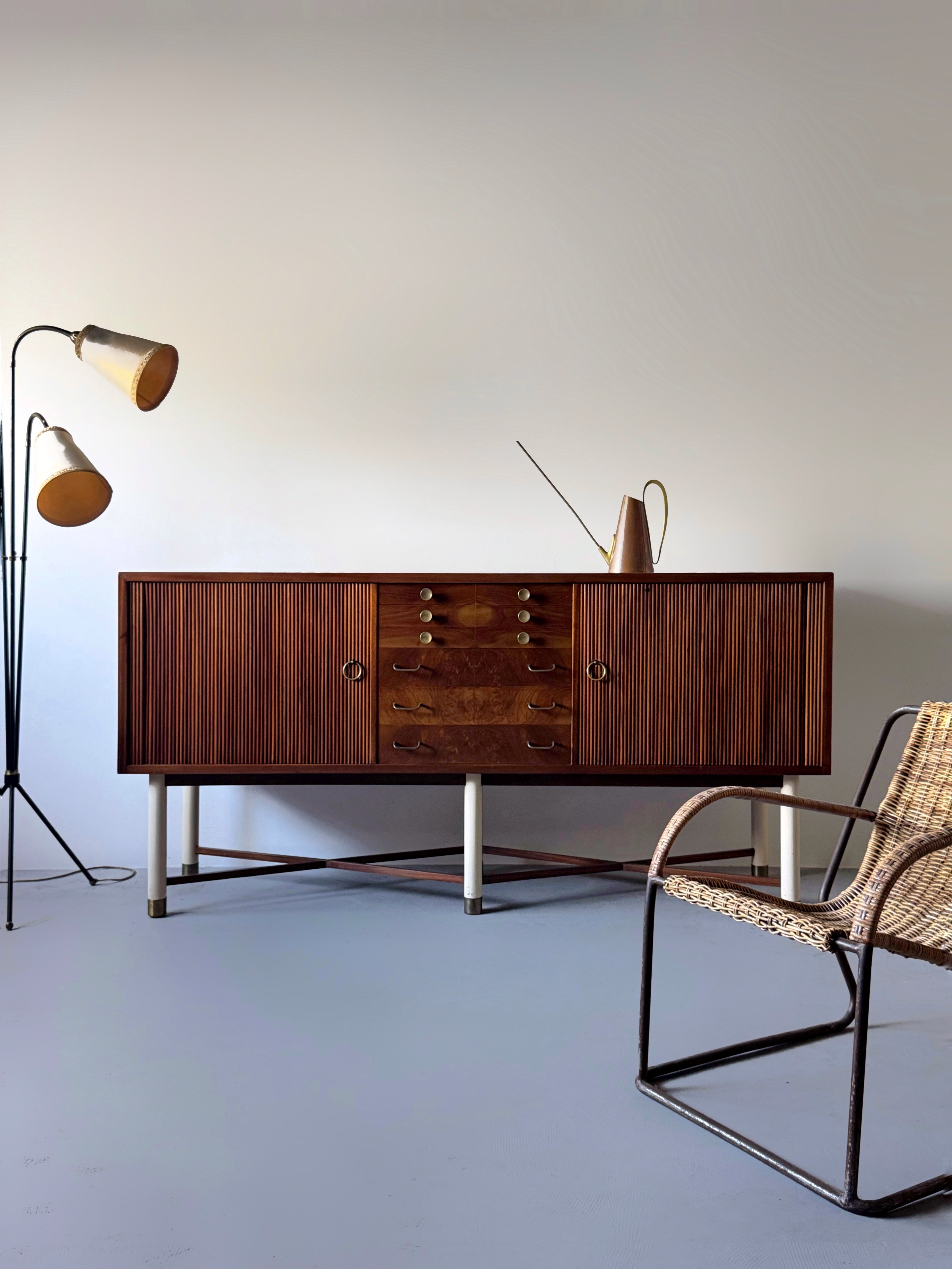 Danish cabinetmaker sideboard in walnut with brass handles