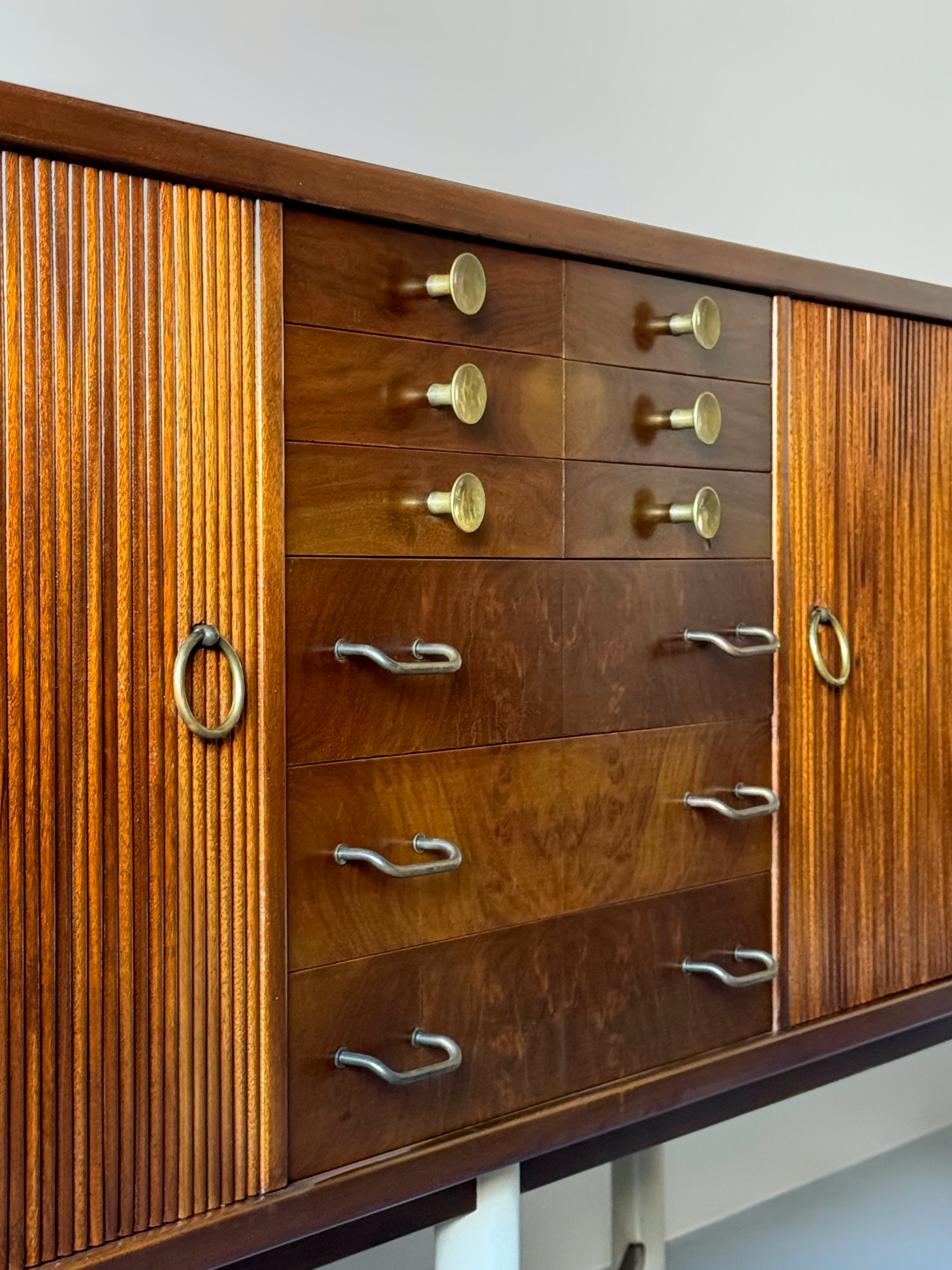 Danish cabinetmaker sideboard in walnut with brass handles