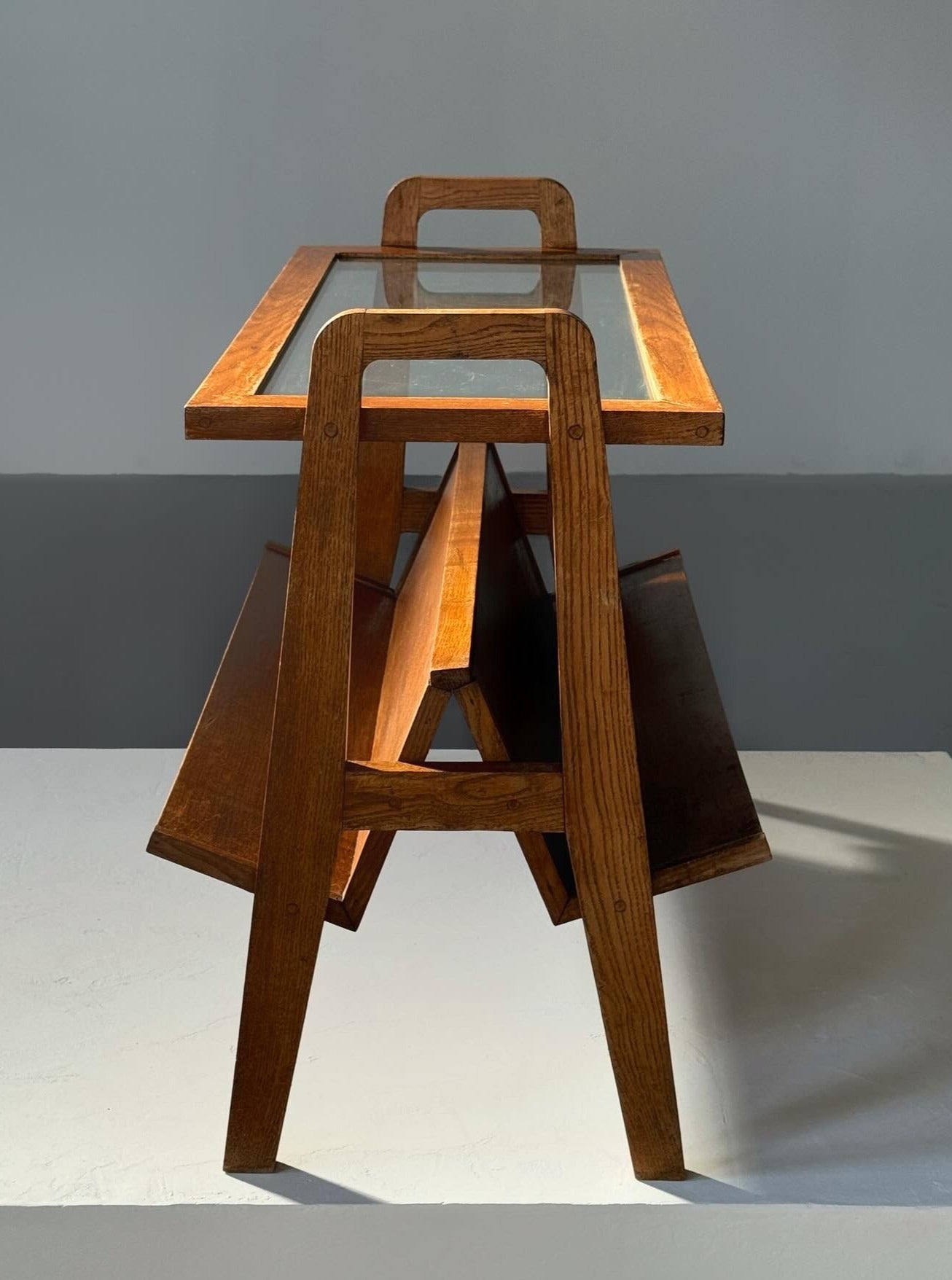 French Modernist Side Table Book Holder. Reconstruction Period