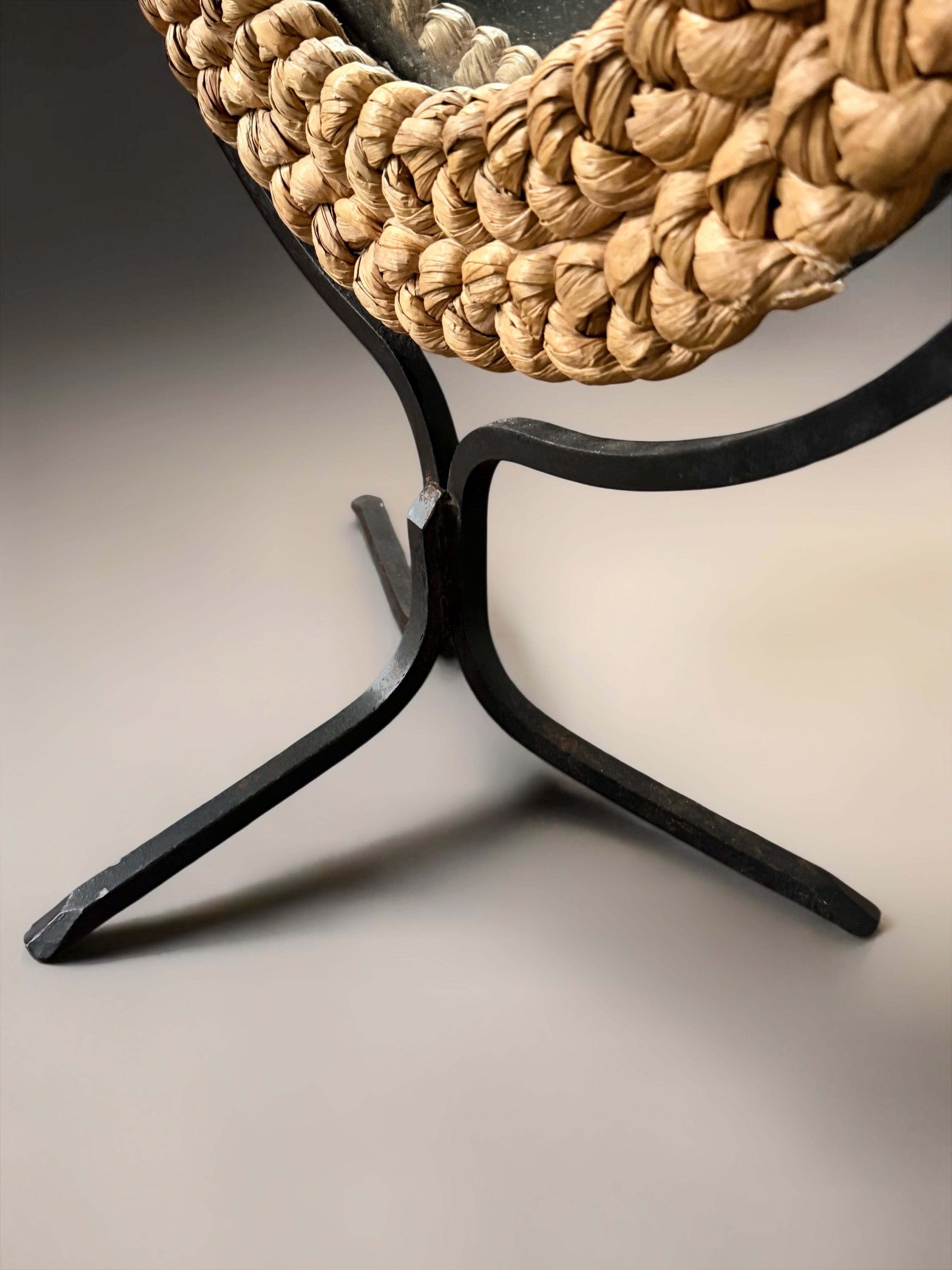 Wicker Mirror by Adrien Audoux & Frida Minet attributed