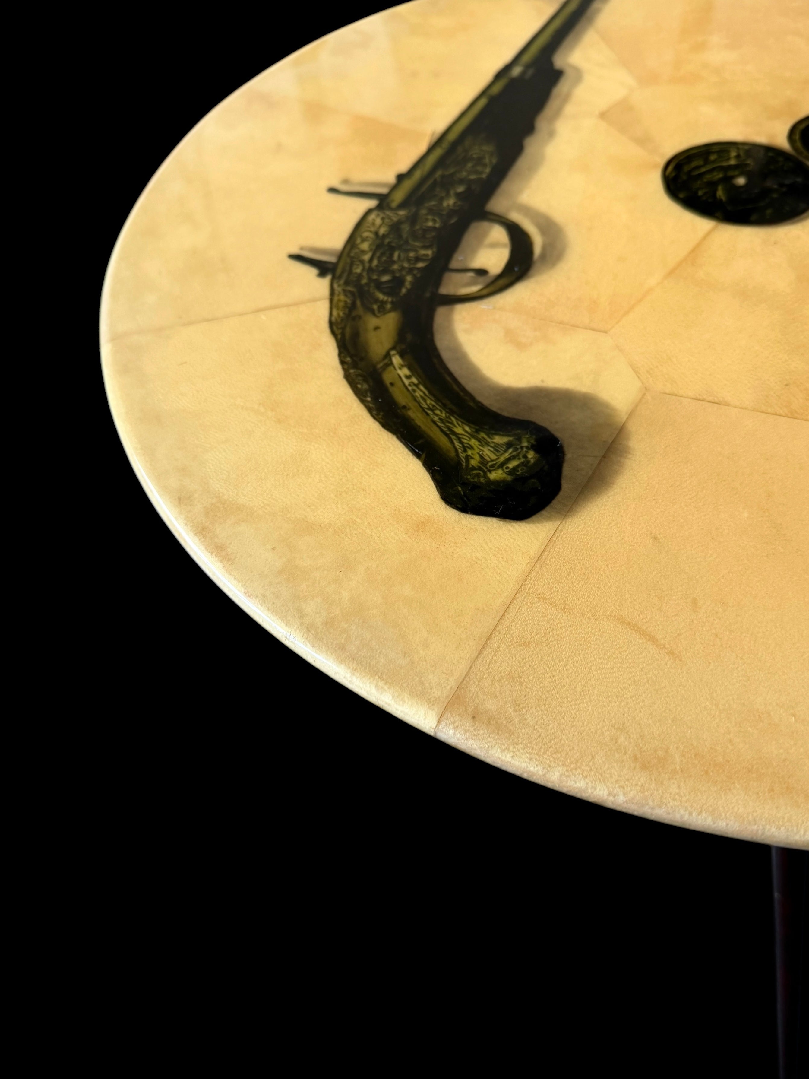 Side Table by Aldo Tura, an early lithograph and goat skin, Italy 1950s