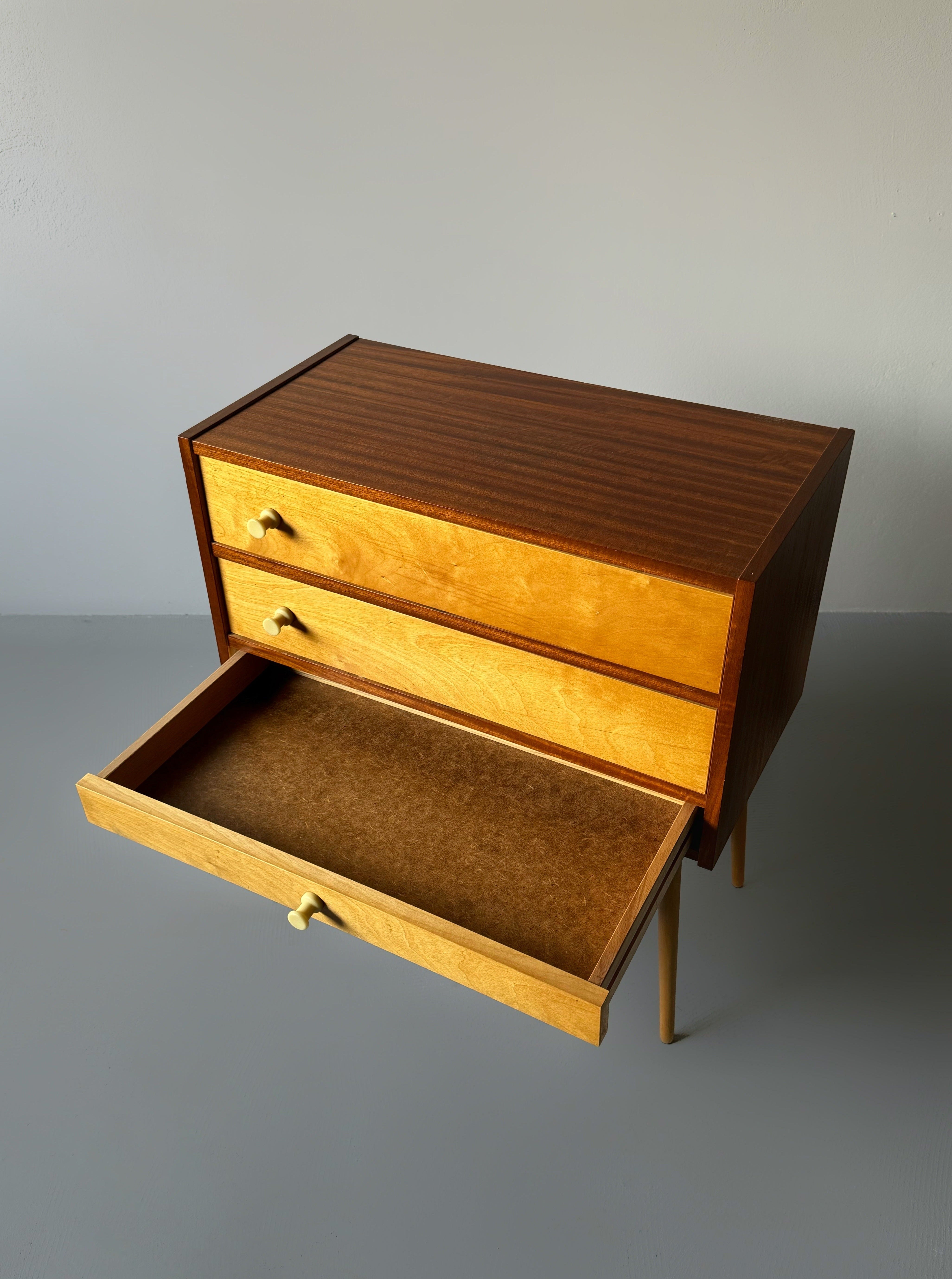 Midcentury Modern Sewing Box with swivel drawer storage, 1960s