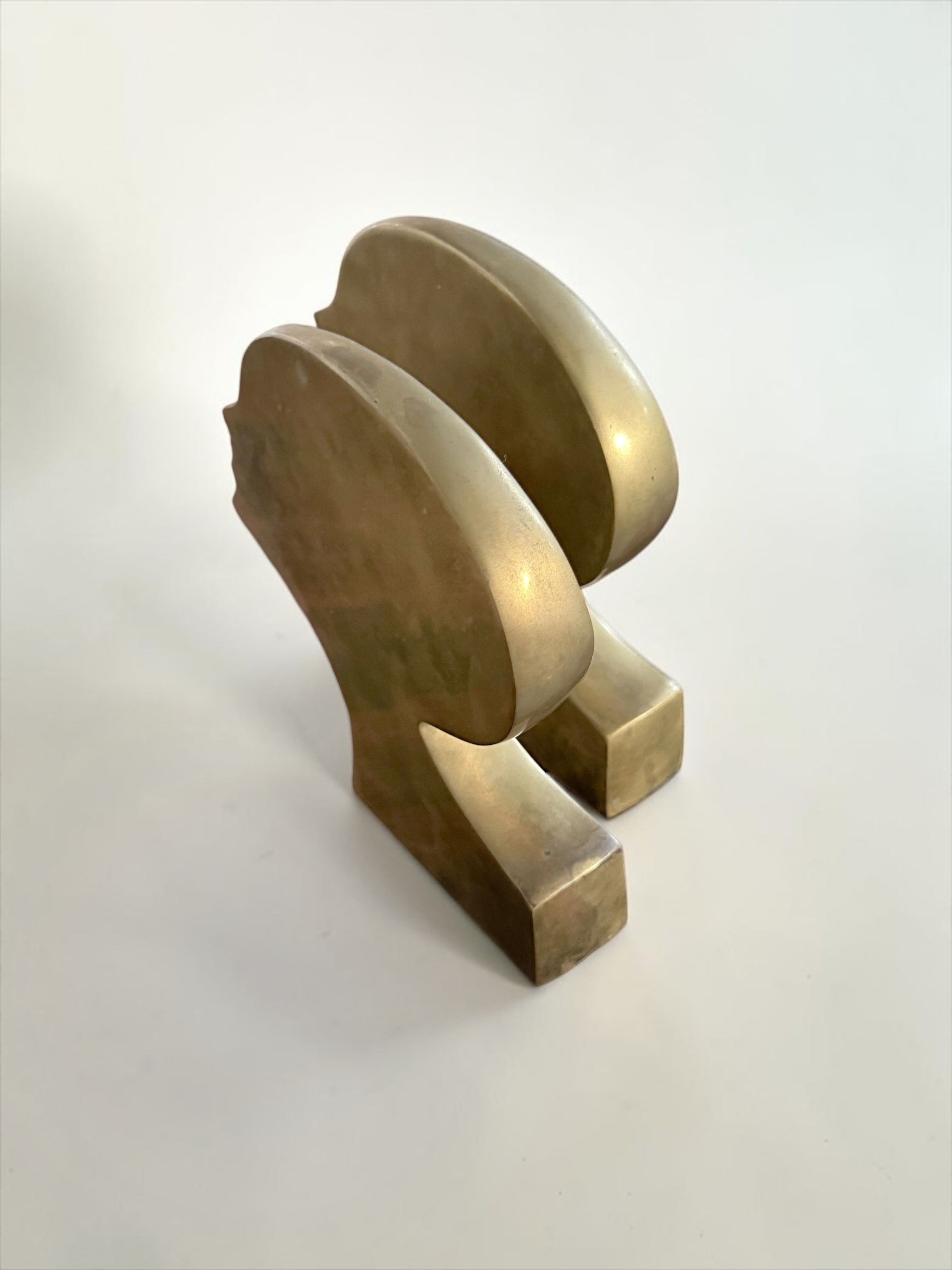 Pair of Sculptural Brass Profile Bookends