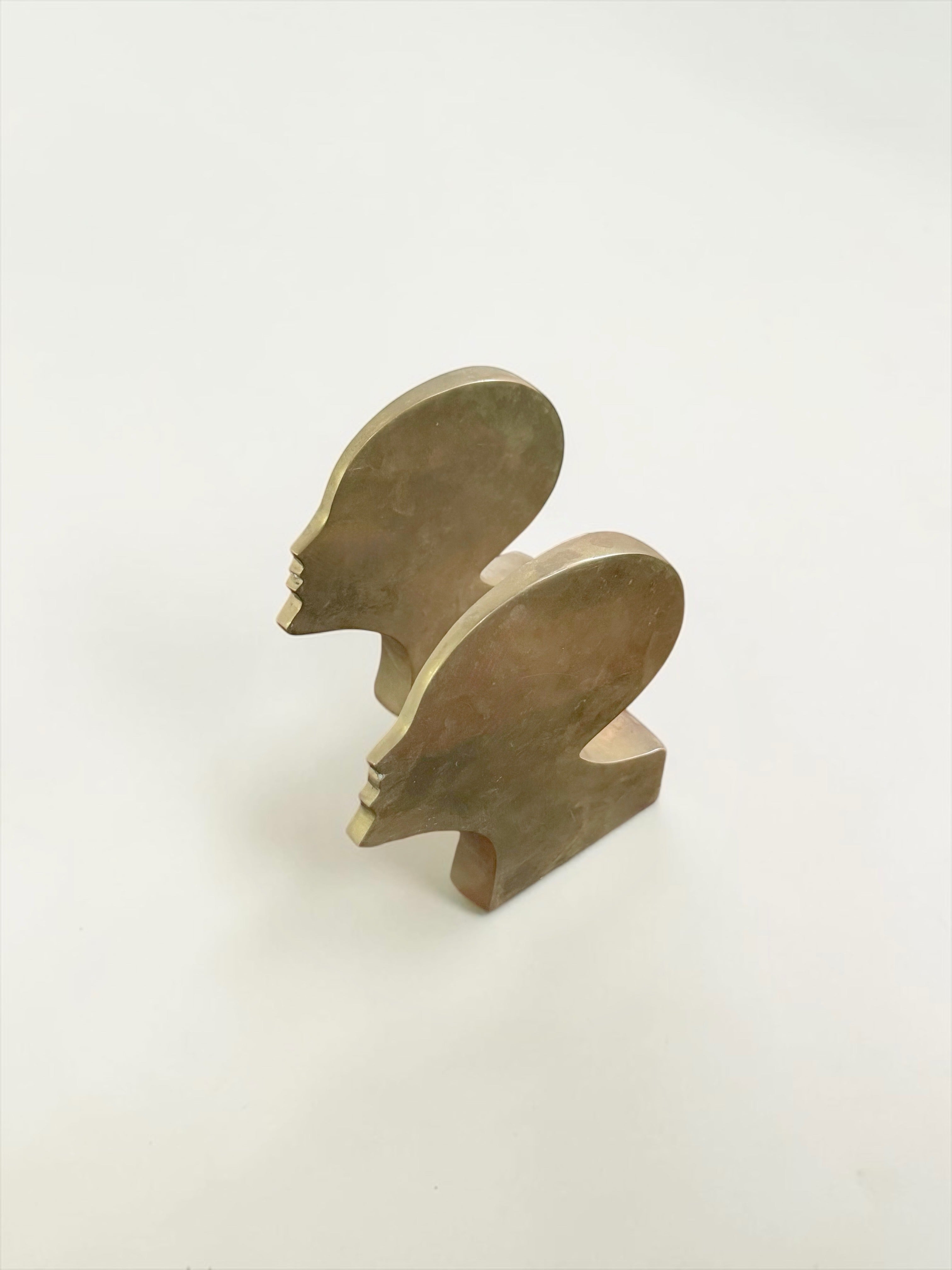 Pair of Sculptural Brass Profile Bookends