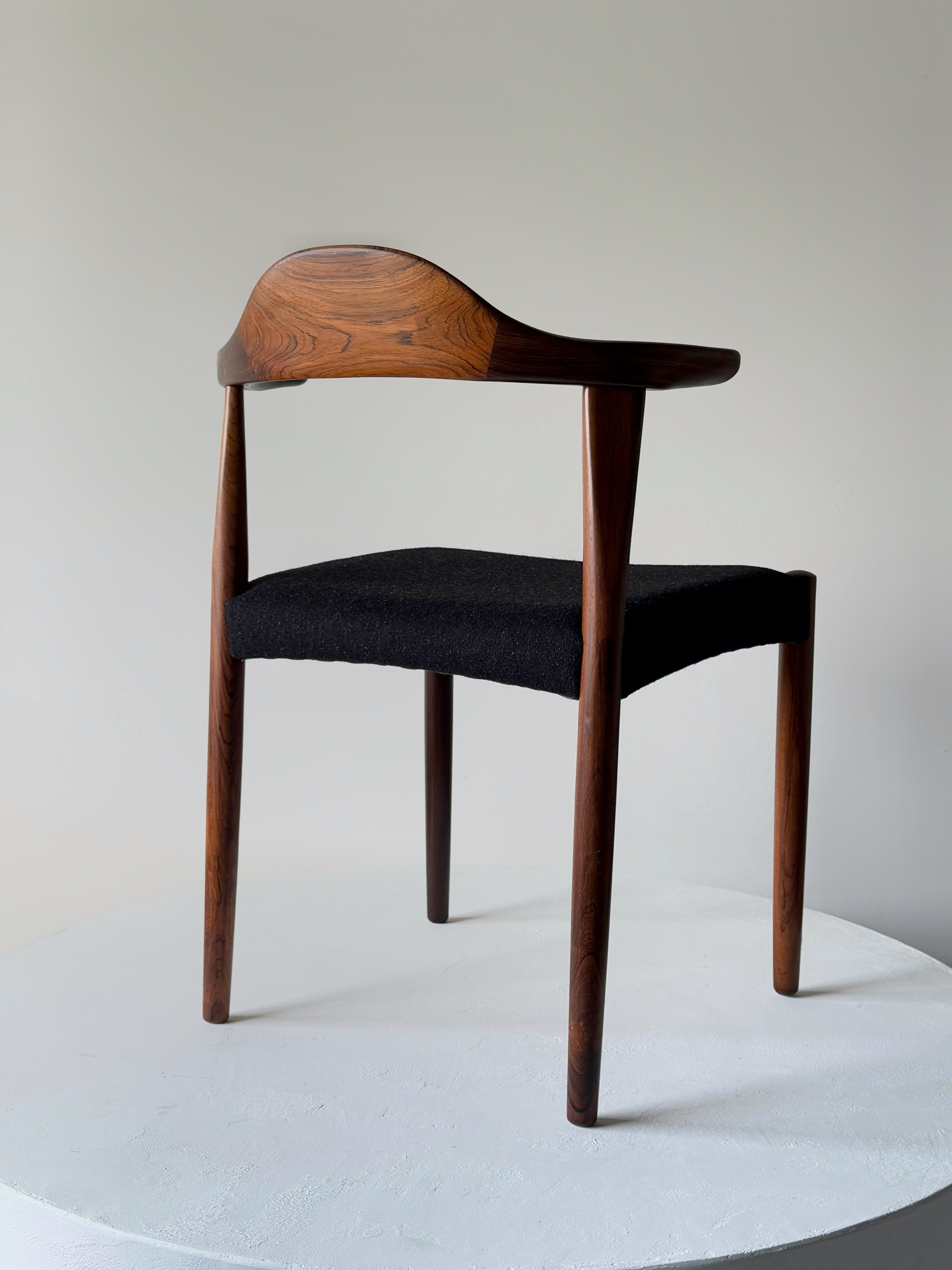 Bull horn dining chairs in rosewood by Jacob Hermann for Randers Møbelfabrik, Denmark 1960s