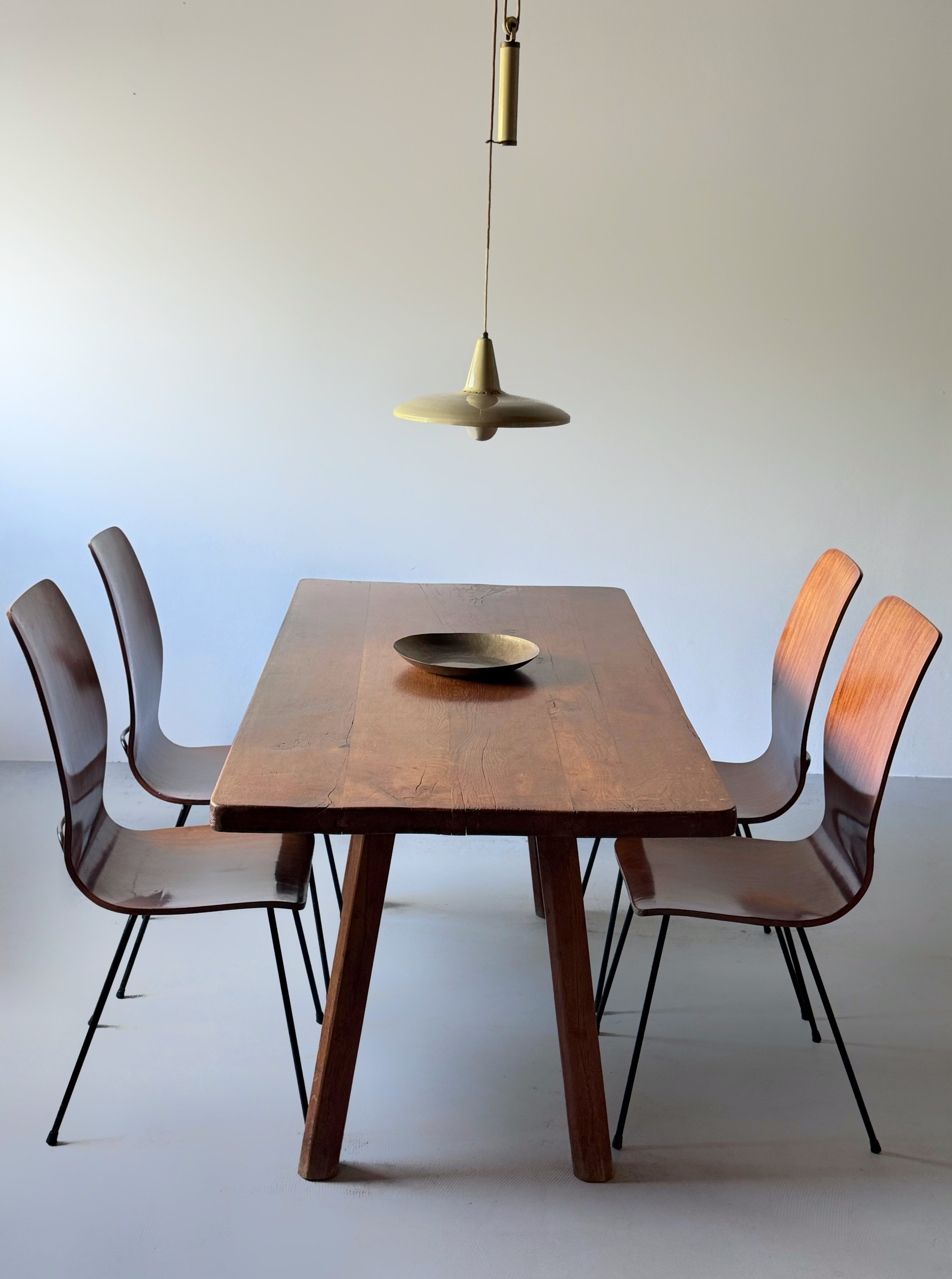 Mid-Century Modern oak Wood Dining Table, France ca 1950s