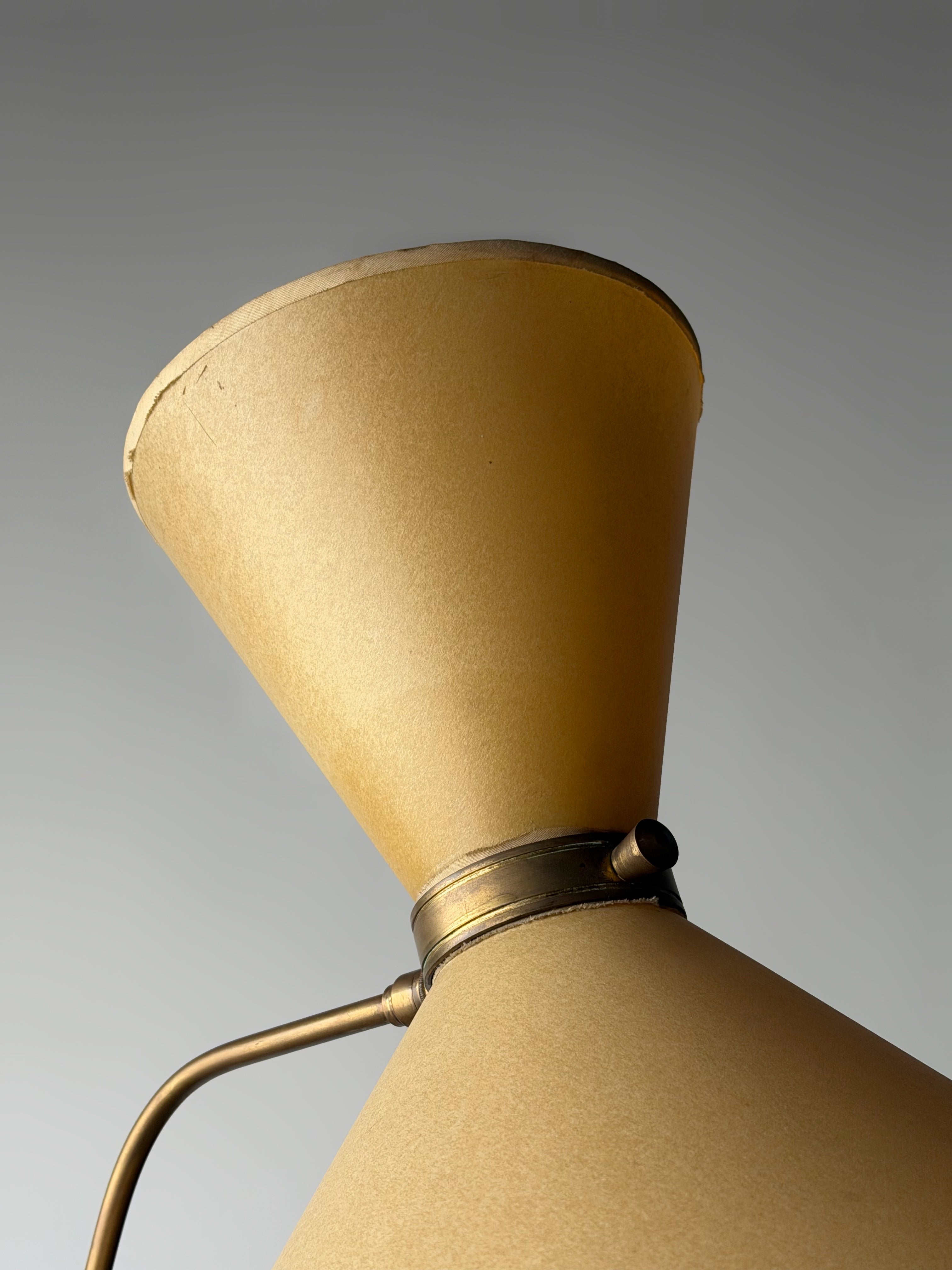 Maison Lunel Dual Conical Shade Floor Lamp, 1950s France