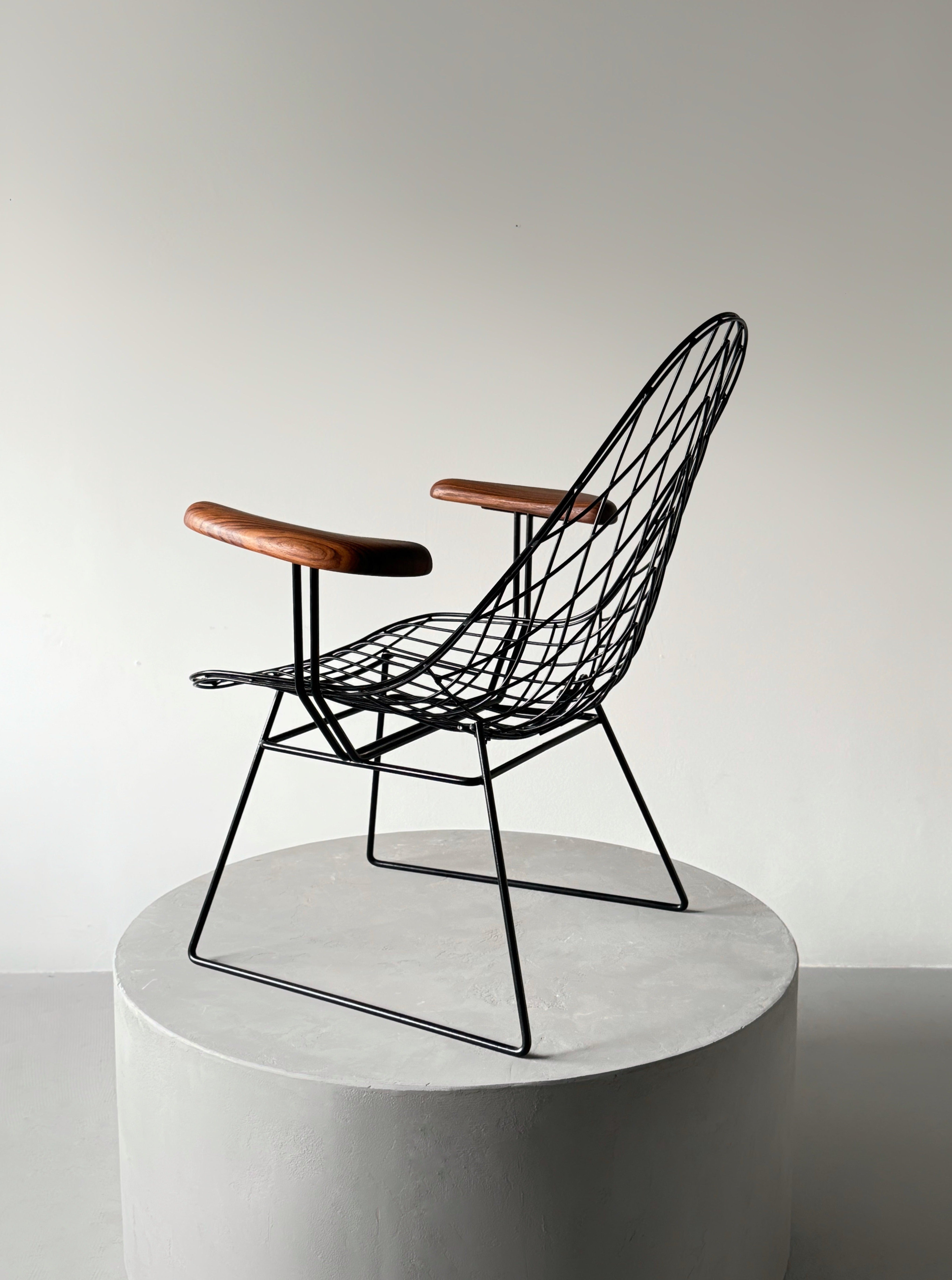 Wire leaf pattern arm chair by Cees Braakman and A. Dekker