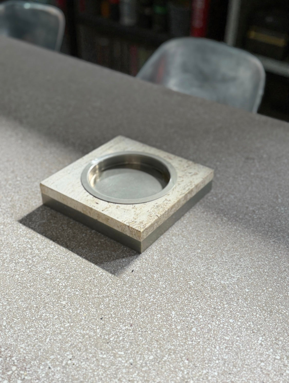 Midcentury Travertine Ashtray or Vide-Poche by Fratelli Mannelli, Italy 1970s