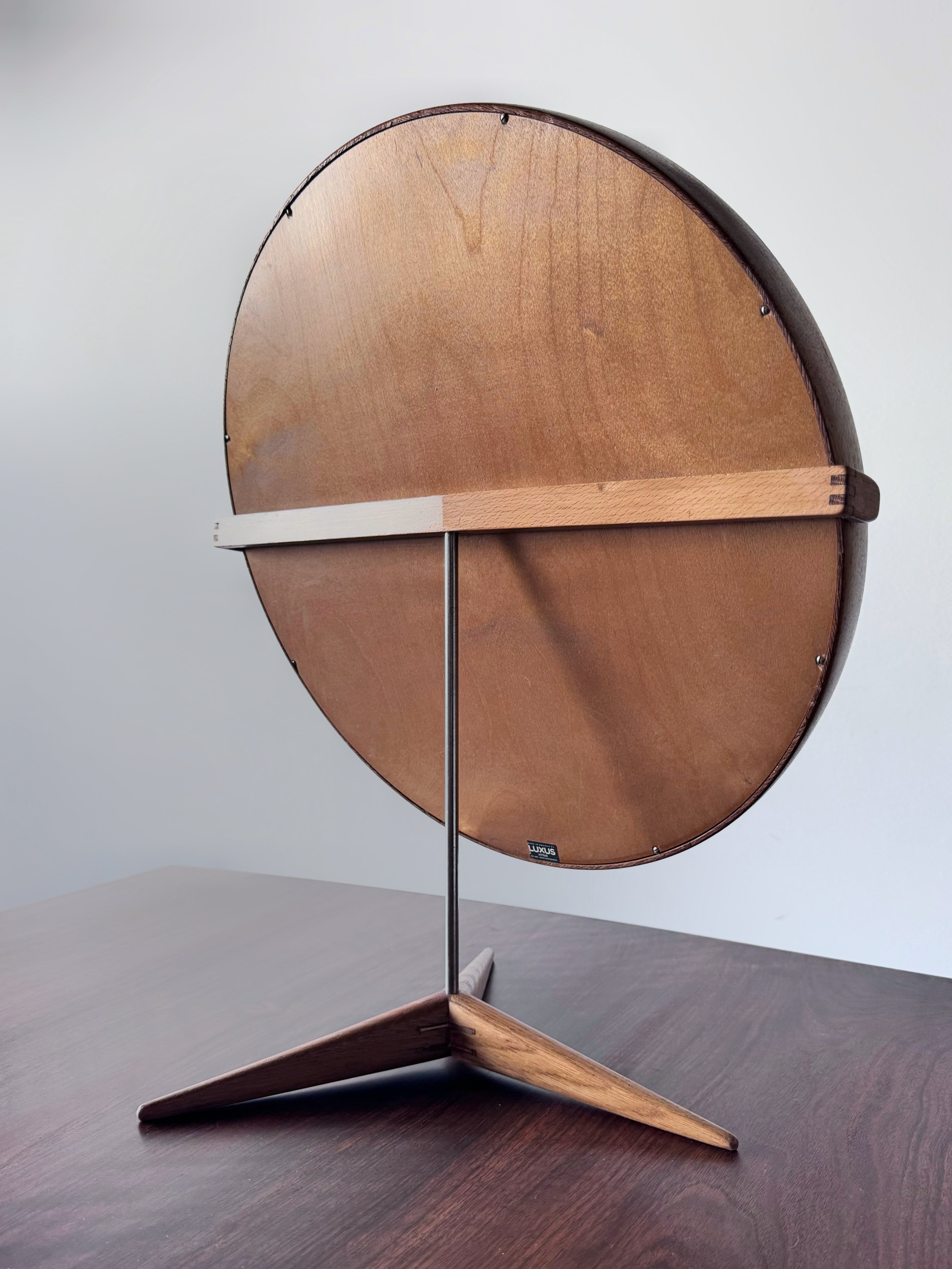 Mid-Century Swedish Large Oak Table Mirror by Östen & Uno Kristiansson for Luxus