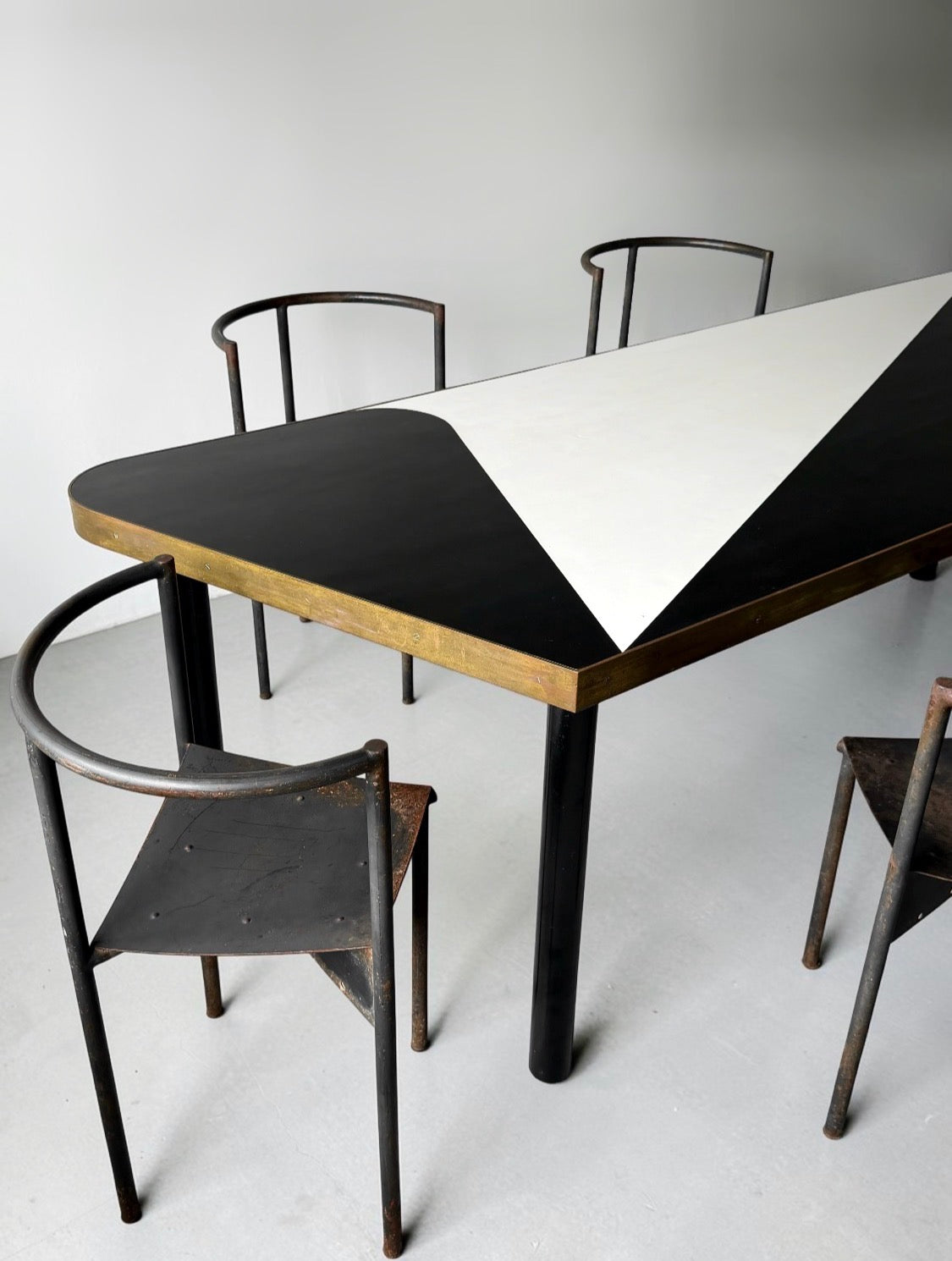 Vintage Table with Brass-Bound Edges